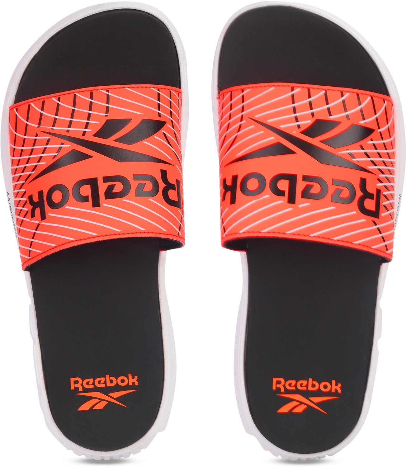 red reebok slides