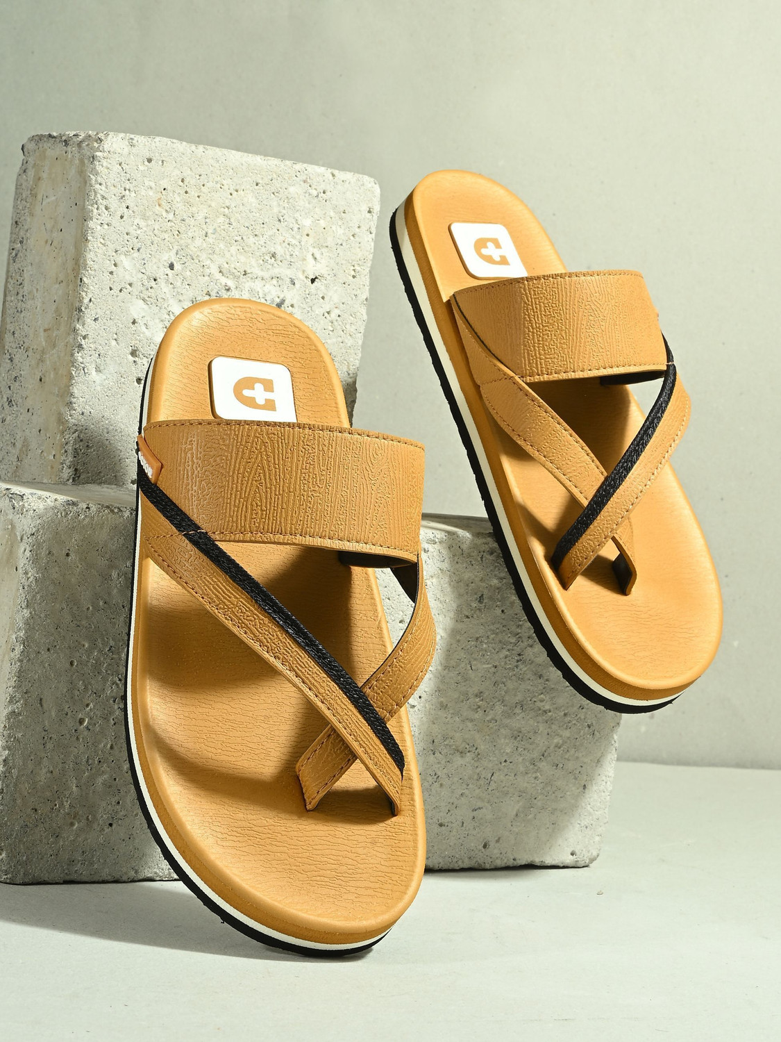 Image of Beto Plus Men Flip Flops (Brown , 10)