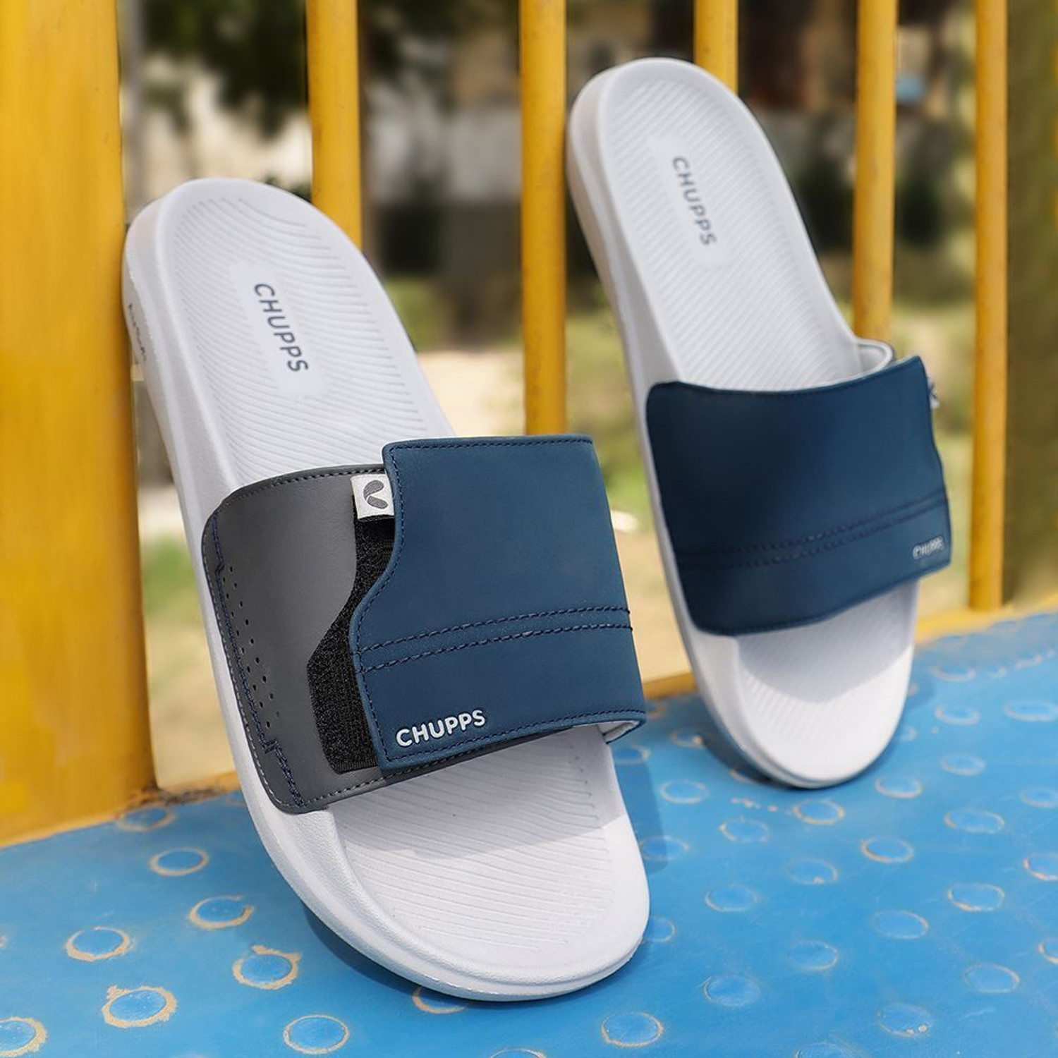 Image of Chupps Chupster Orthopaedic Everyday Comfort Cushioned AntiSkid Men Slides (Navy , 8)