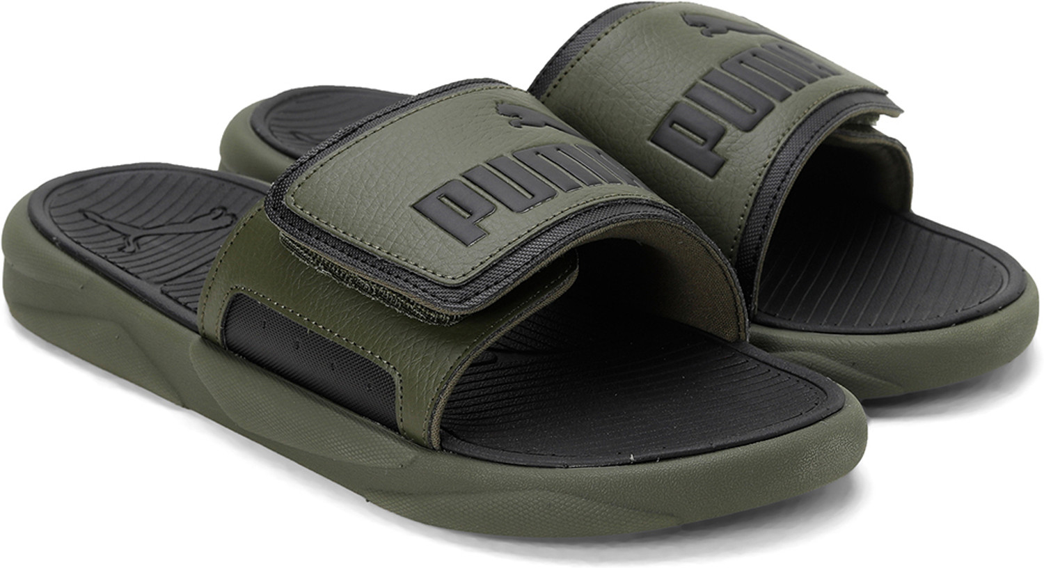 Puma slides green on sale