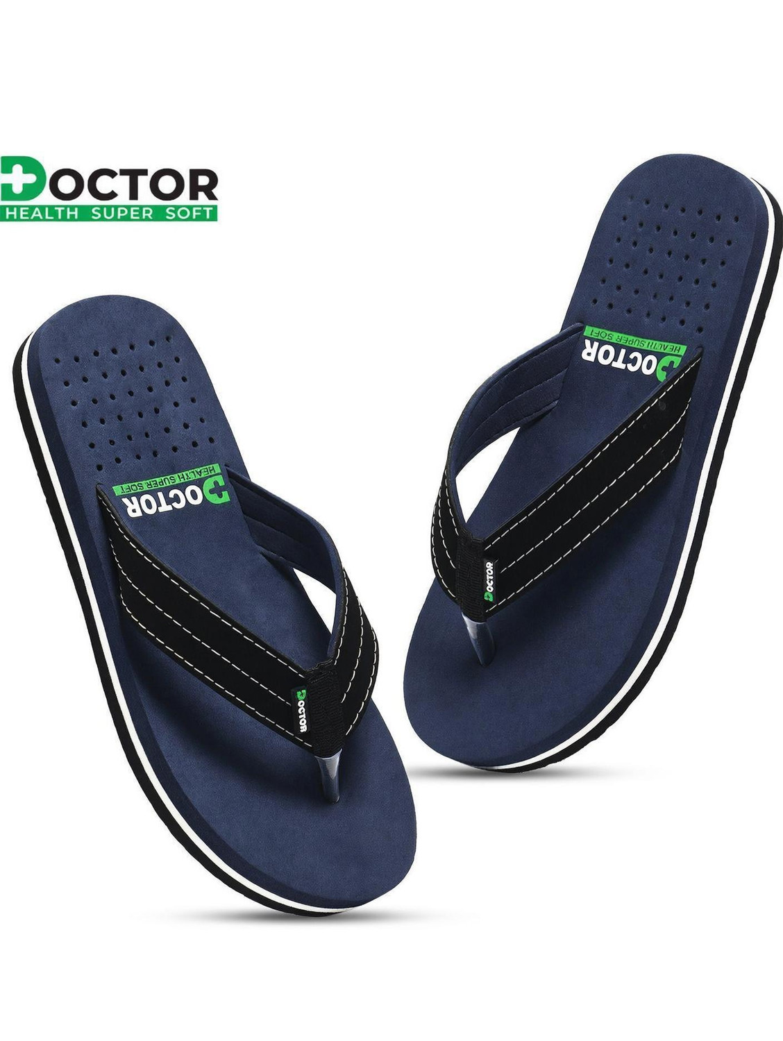 Image of Doctor Health Super Soft Premium Soft Comfortable Orthopaedic Diabetic Lightweight Antiskid Men Slippers (Black , 11)