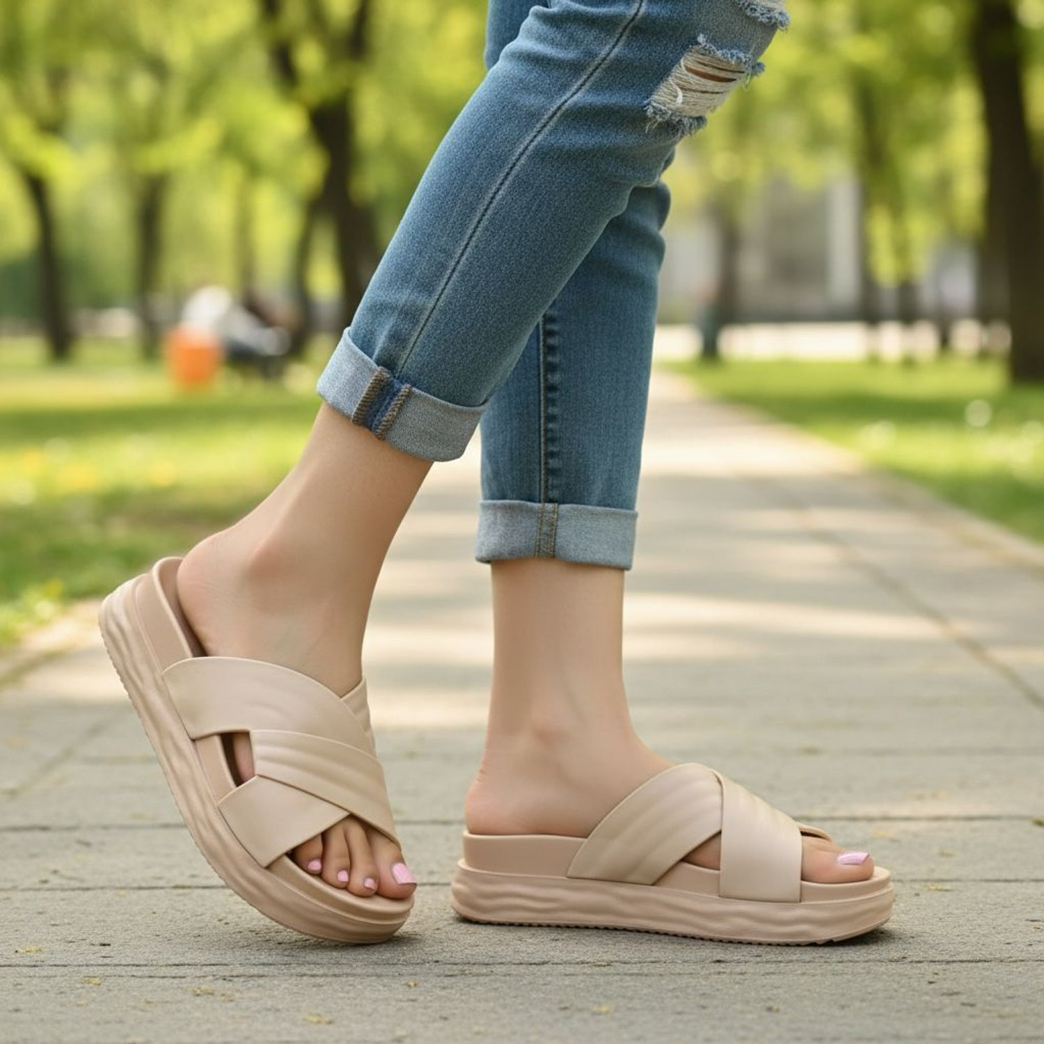 Image of OMIKA Women Flats Sandal (Beige , 5)