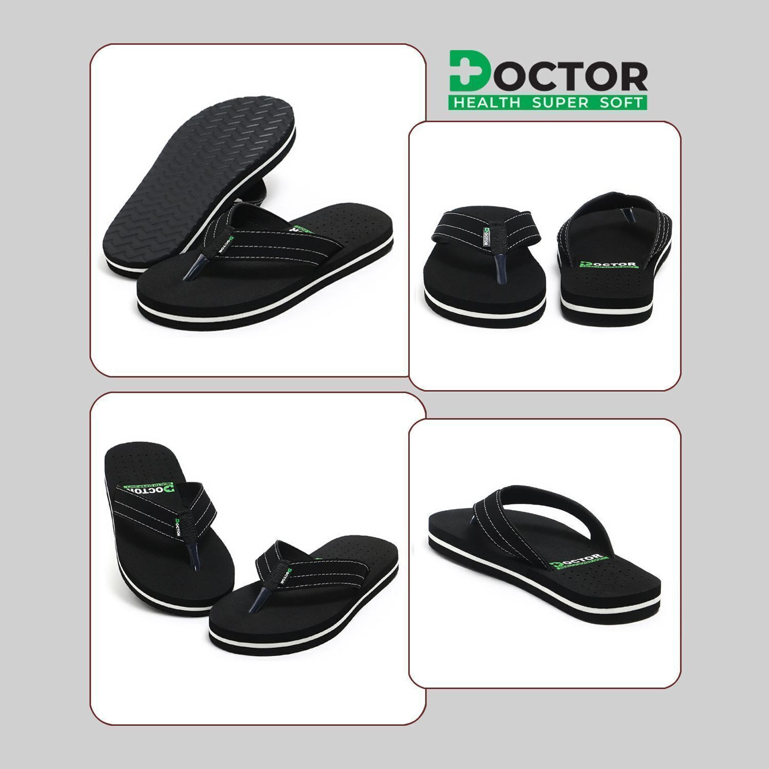 Image of Doctor Health Super Soft Premium Soft Comfortable Orthopaedic Diabetic Lightweight Antiskid Men Slippers (Black , 11)