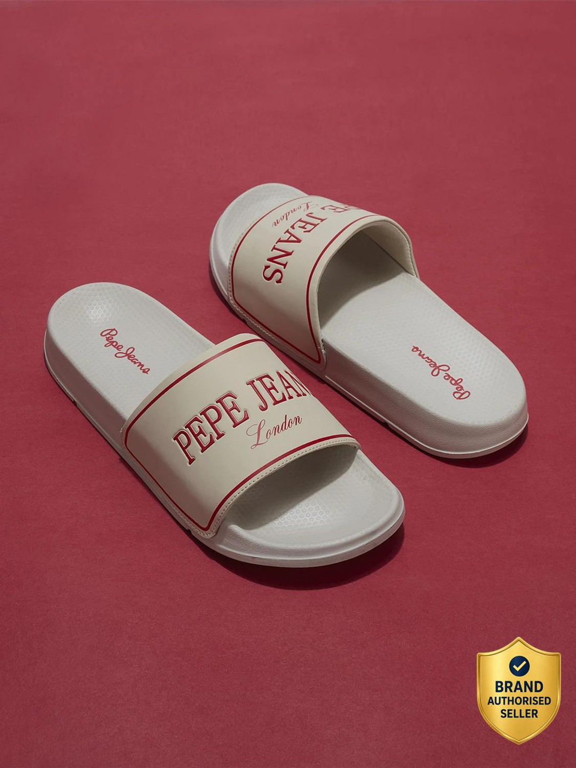 Men Slides (Beige , 9)
