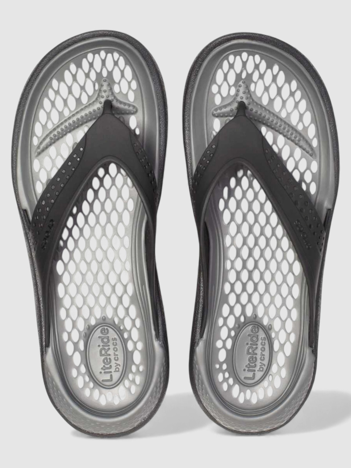 Image of CROCS LiteRide Unisex Flip Flops (Black, Grey , 12 UK /India)