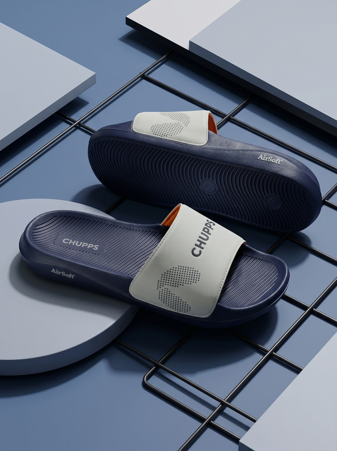 Image of Chupps Chupster Orthopaedic Everyday Comfort Cushioned AntiSkid Men Slides (Navy , 8)