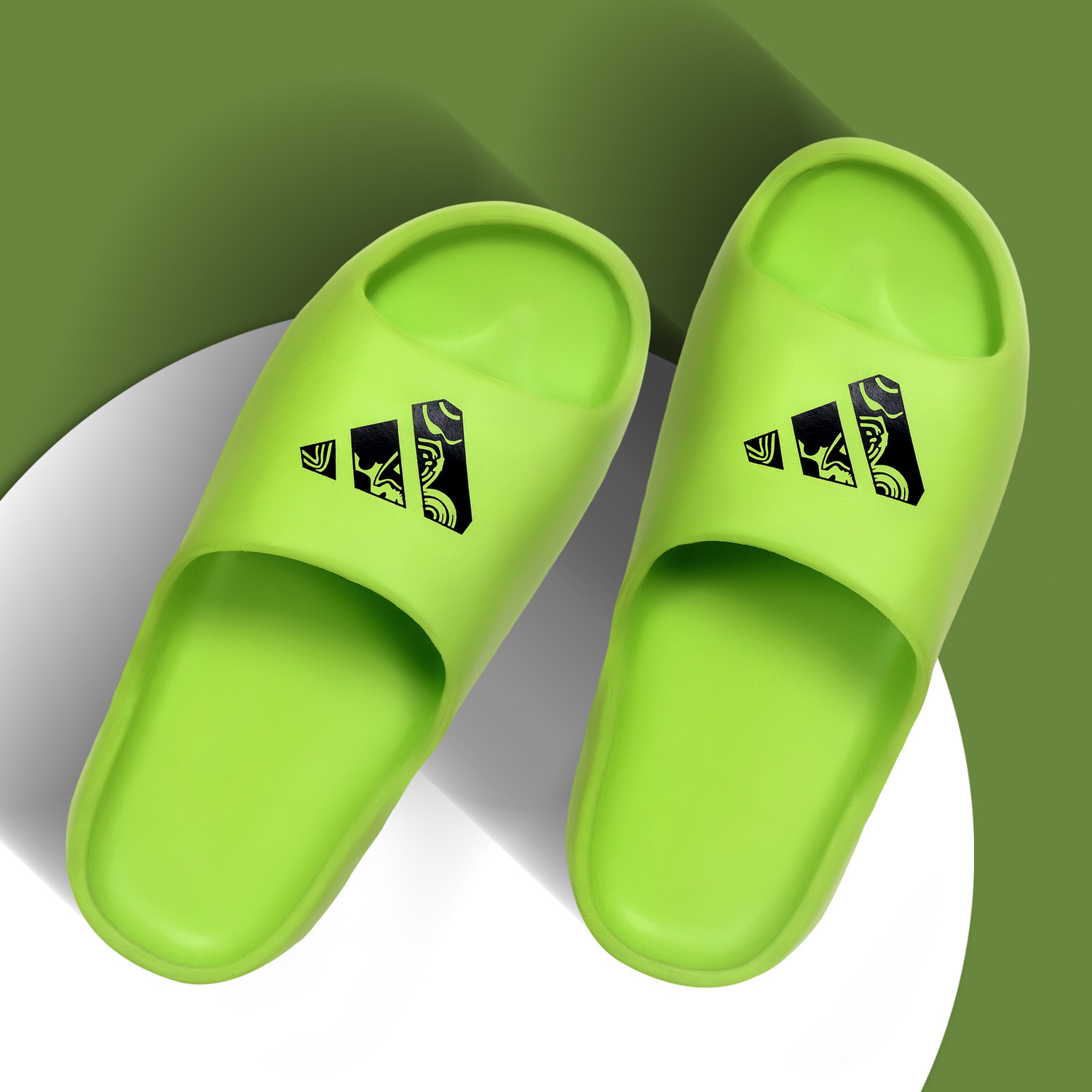 Neon green adidas slides shop