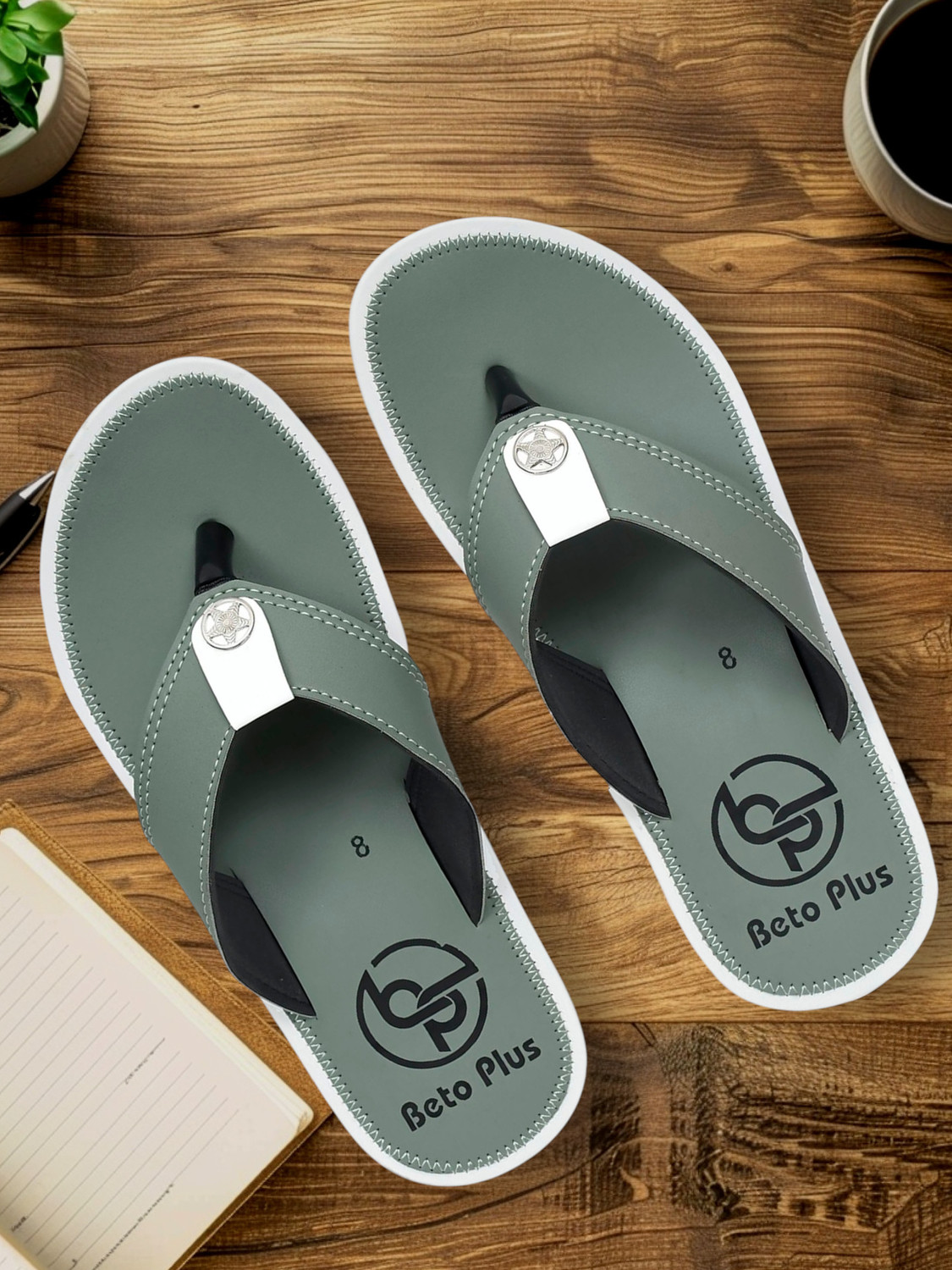 Image of Beto Plus Men Flip Flops (Brown , 10)