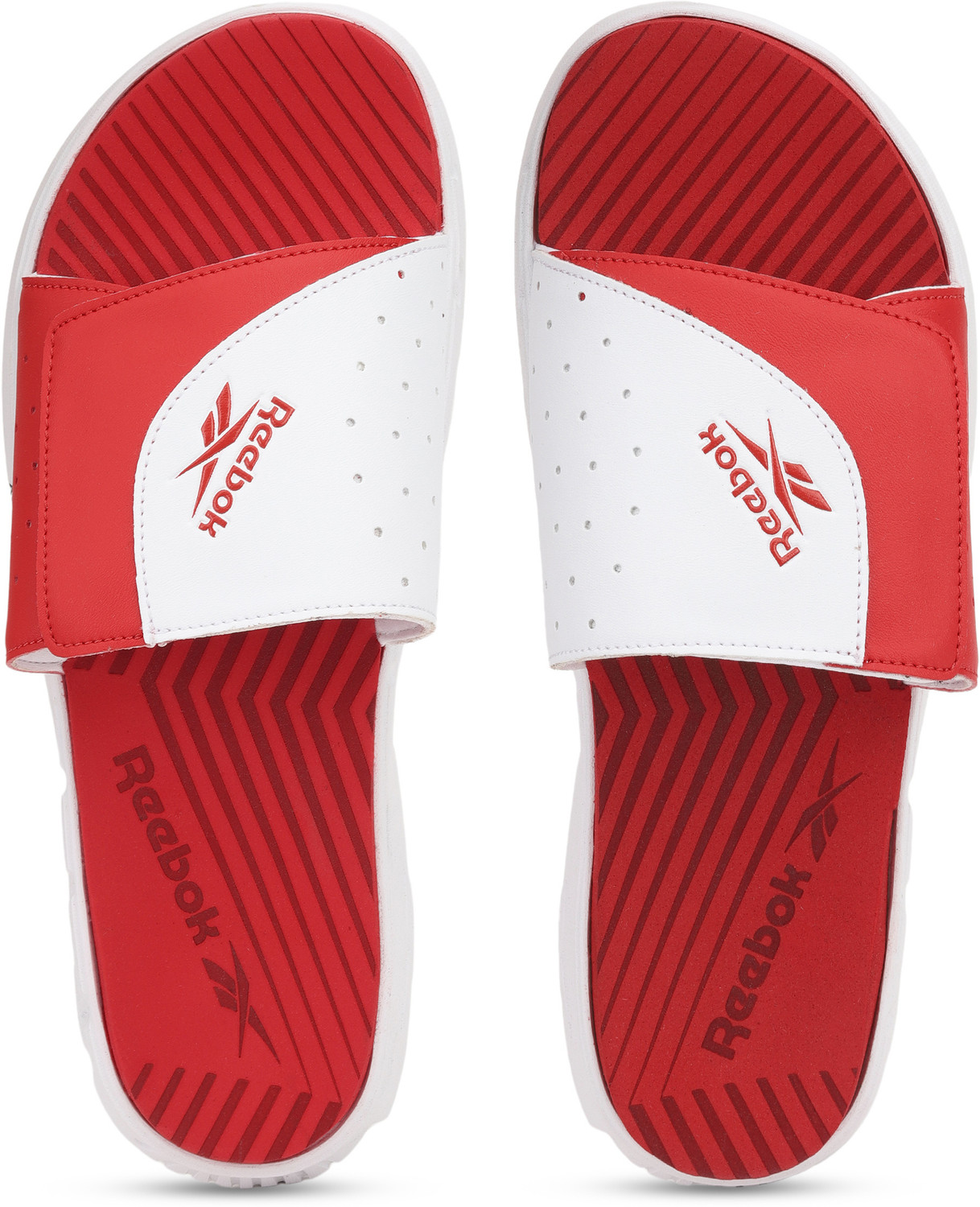 Red reebok new arrivals slides