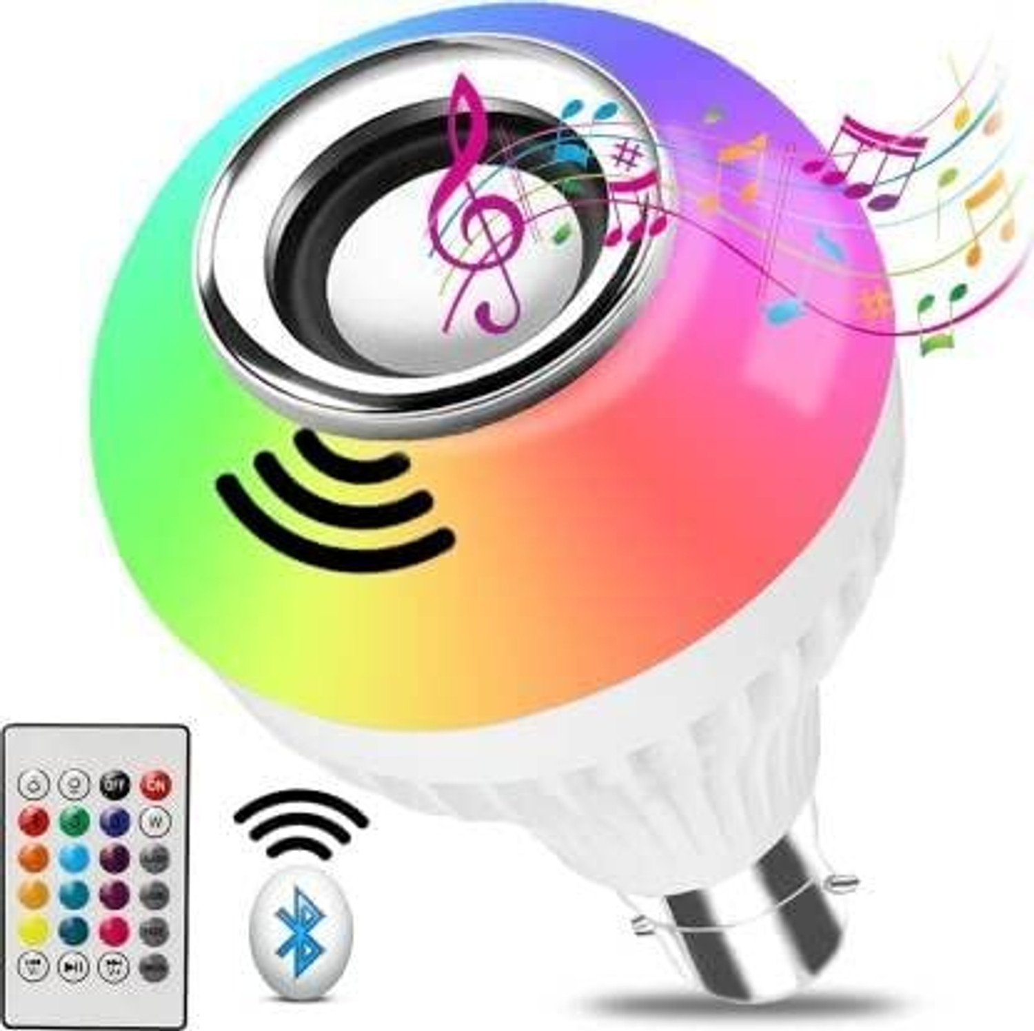 Image of REXBURG 220 W Bluetooth Round B24 LED Bulb (Multicolor, RGB, Red, Pink, Purple, Green, Gold)