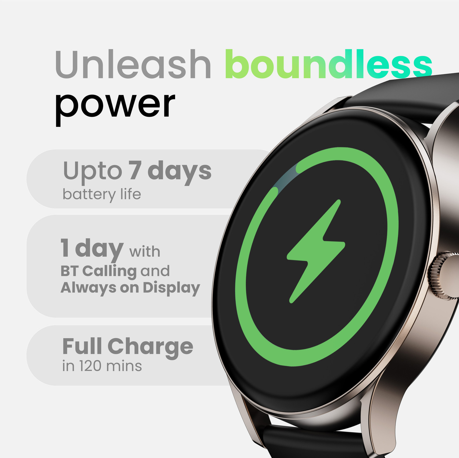 Image of GOBOULT Rover Pro 1.43'' AMOLED Display, BT Calling, 1000 Nits Brightness Smartwatch (Icon Strap, Free Size)