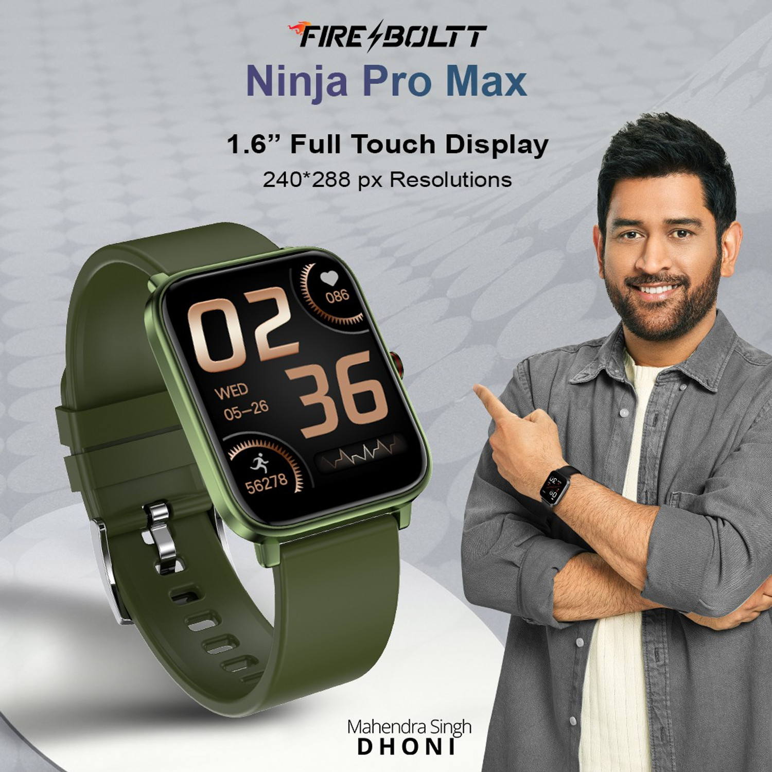Image of Fire-Boltt Ninja Pro Max 40.6mm (1.6) Smart Watch Ultra Thin Body & 27 Sports Mode, IP68 Smartwatch