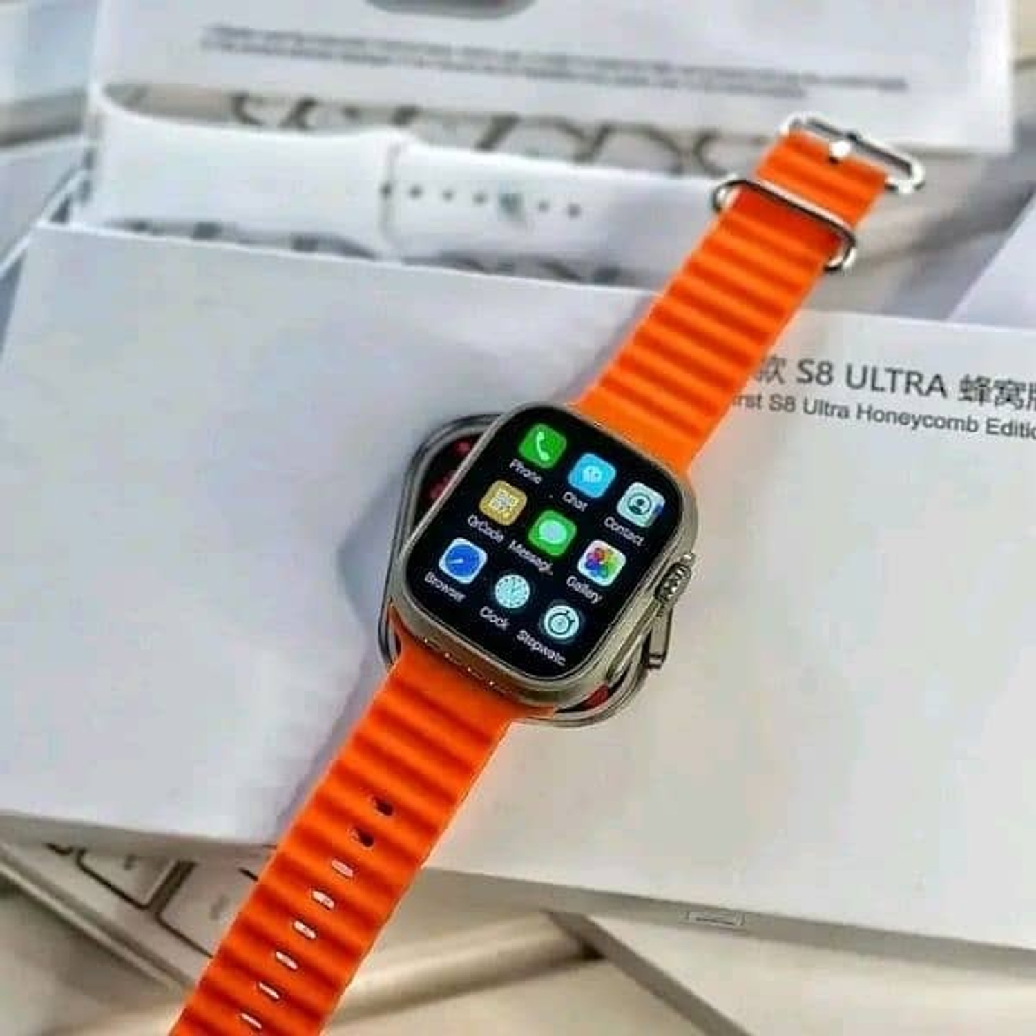 Image of OTUR S8 Ultra 4G Sim Card Smartwatch 03 Smartwatch (Orange Strap, Free Size)