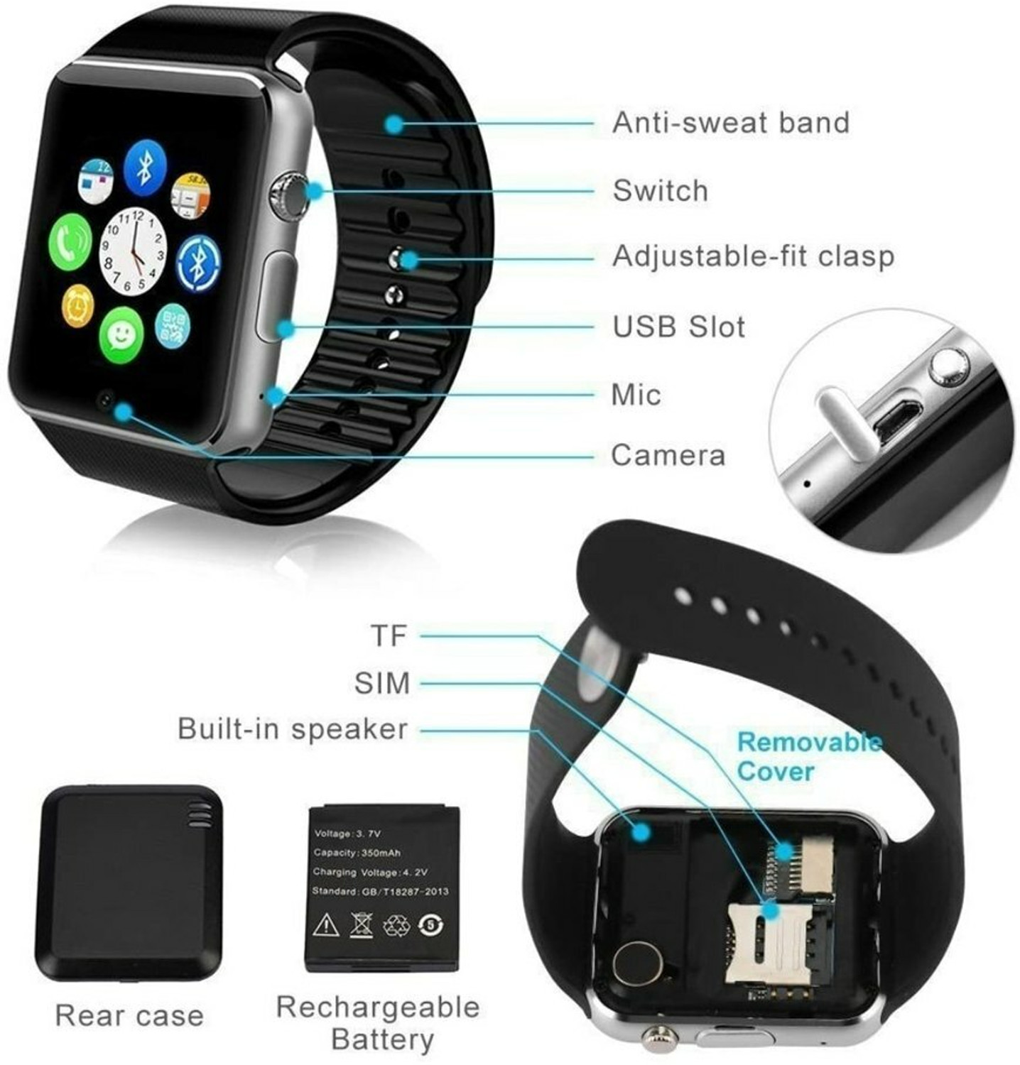 Image of DEFY A1 Smart Watch - Mini Phone - Support Camera / SIM / Voice Calling / Memory Card Smartwatch