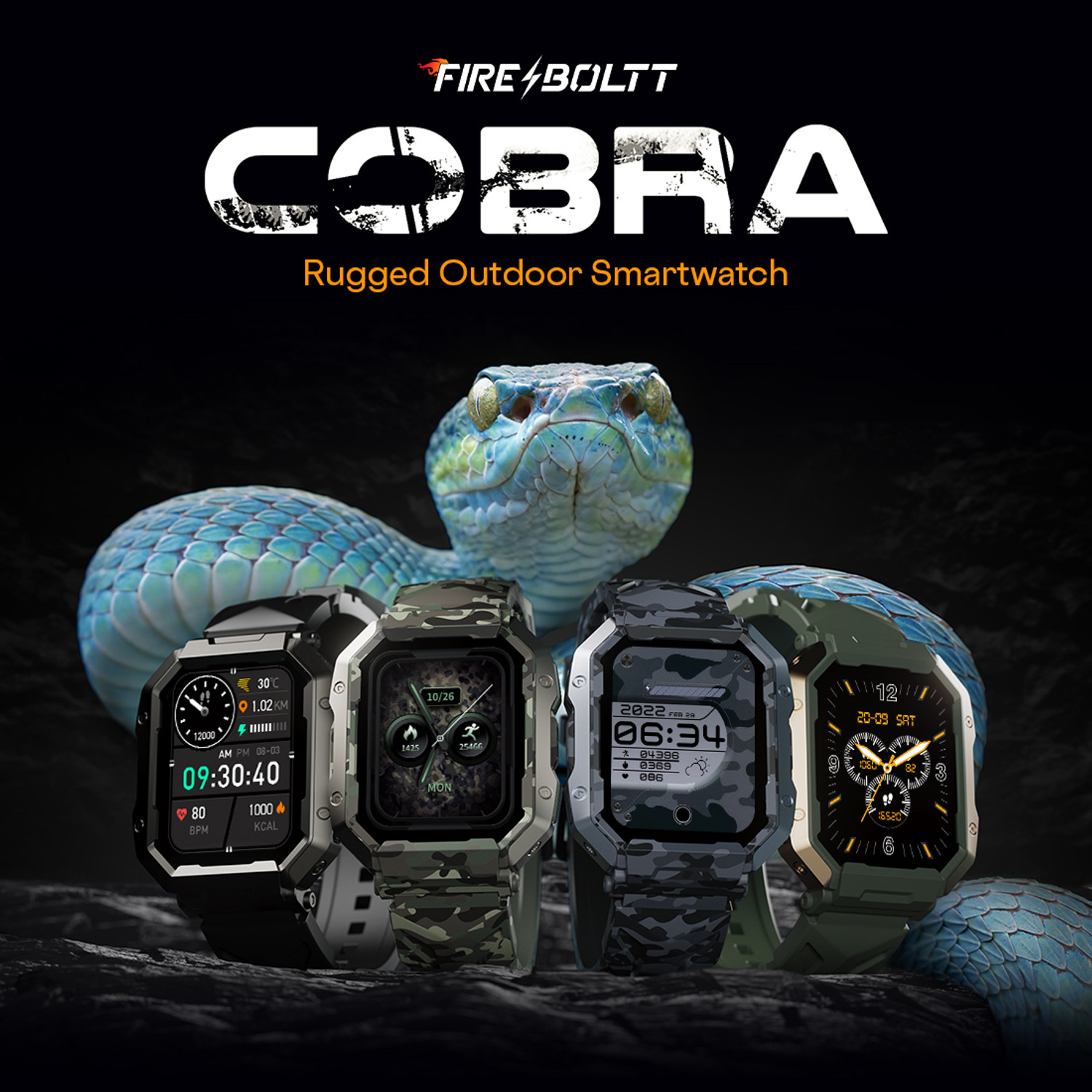 Image of Fire-Boltt Cobra 45.2mm (1.78) AMOLED Army Grade Build, Bluetooth Calling with 123 Sports. Smartwatch