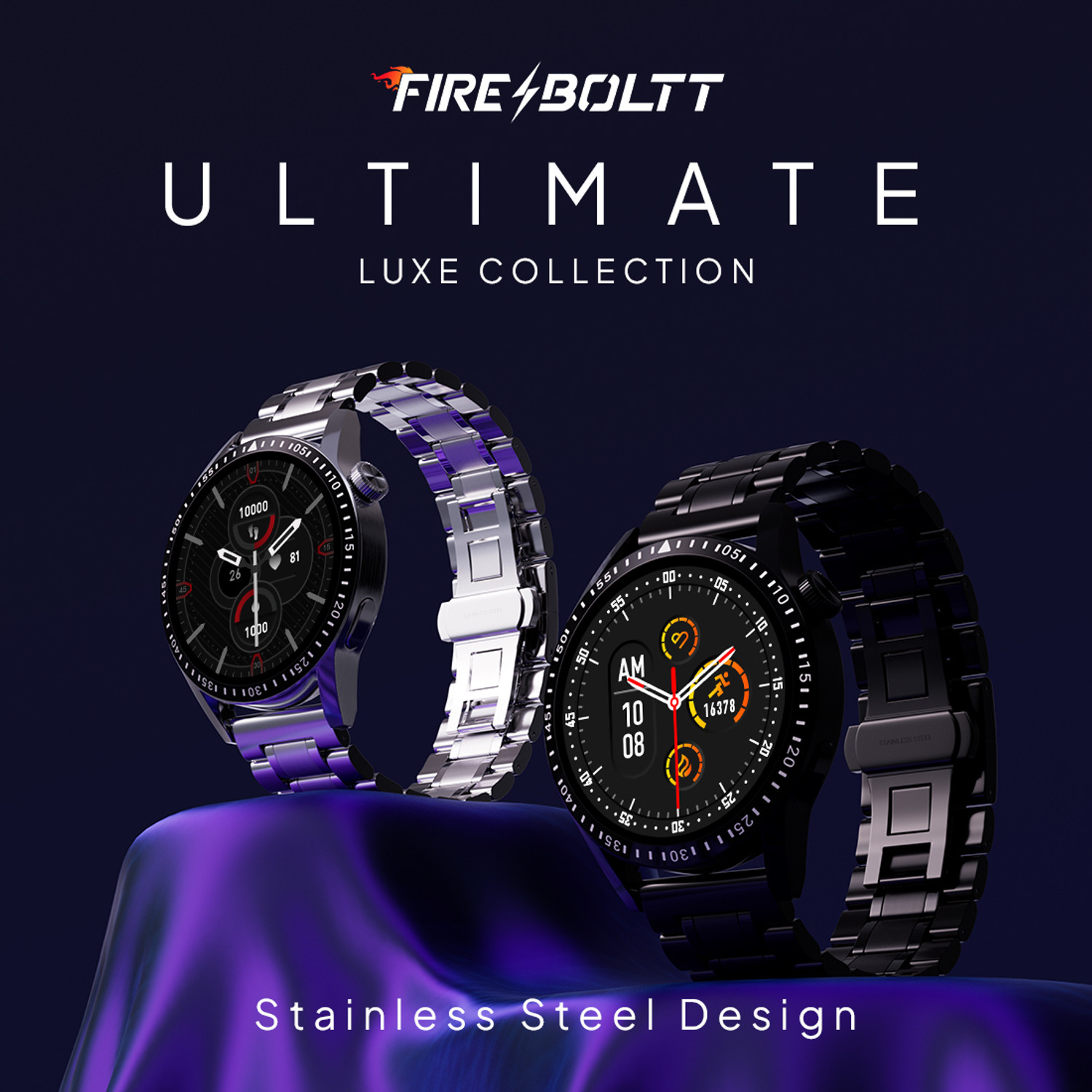 Image of Fire-Boltt Ultimate 35.3mm (1.39) Stainless Steel Luxury Bluetooth Calling, 120+ Sports Smartwatch