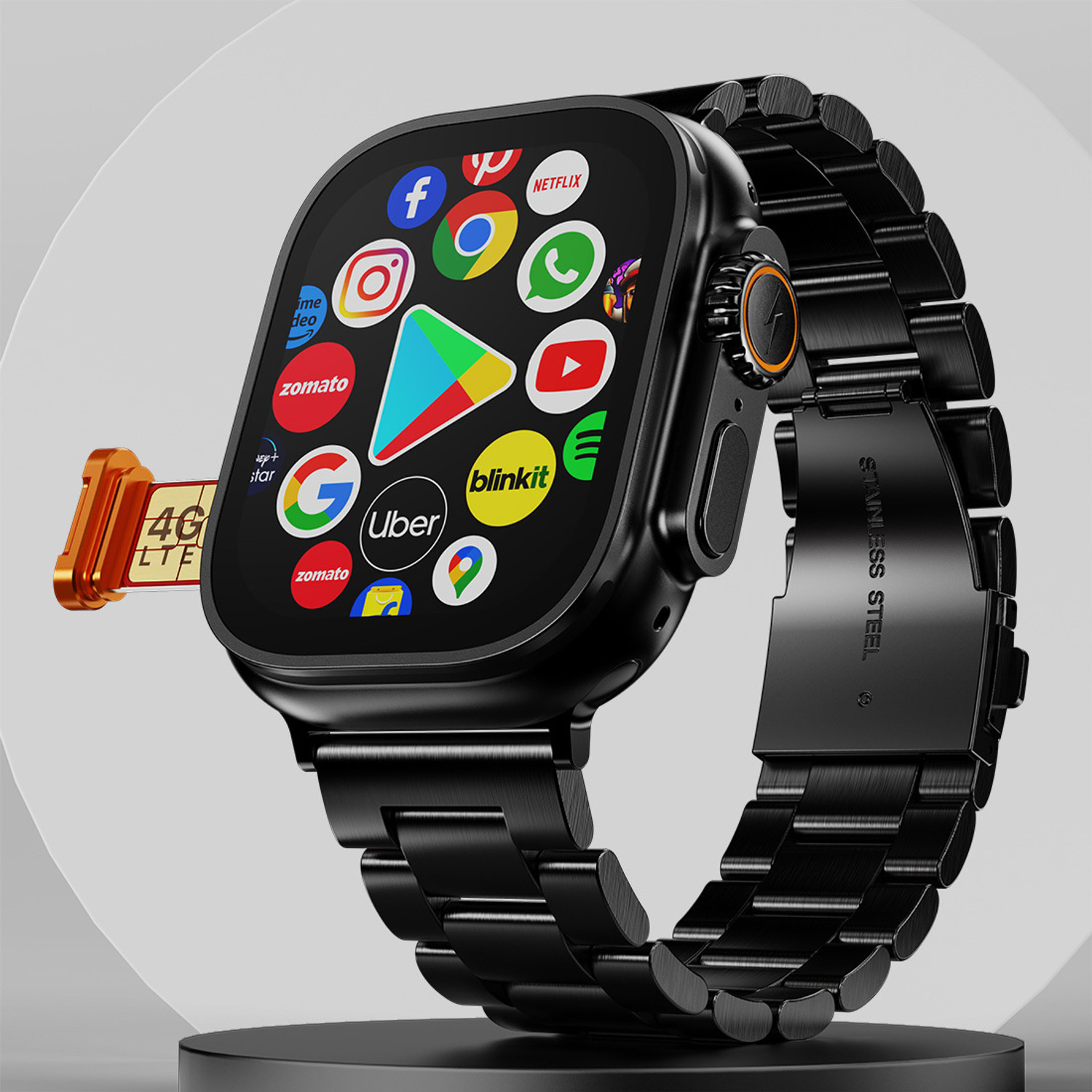 Fire-Boltt Oracle WristPhone - 4G SIM/LTE/WiFi, Android OS, Play store