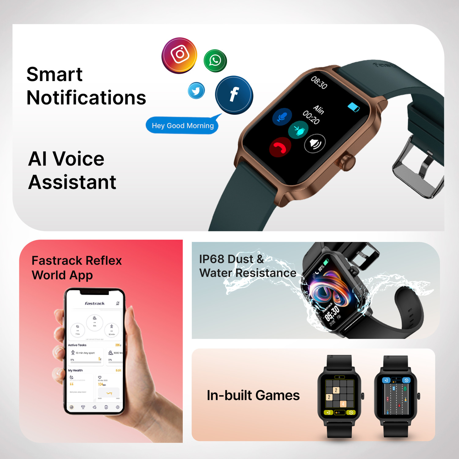 Image of Fastrack Revoltt FS1-1.83''|BT Calling|Fast Charge|110+ Sports Mode|200+ WatchFaces|IP68 Smartwatch