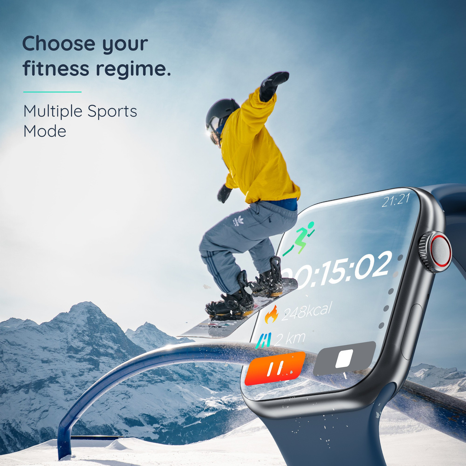 Image of Pebble Frost 1.87'' BT Calling with 2.5D Curved HD Display, AI Voice Assisst Smartwatch