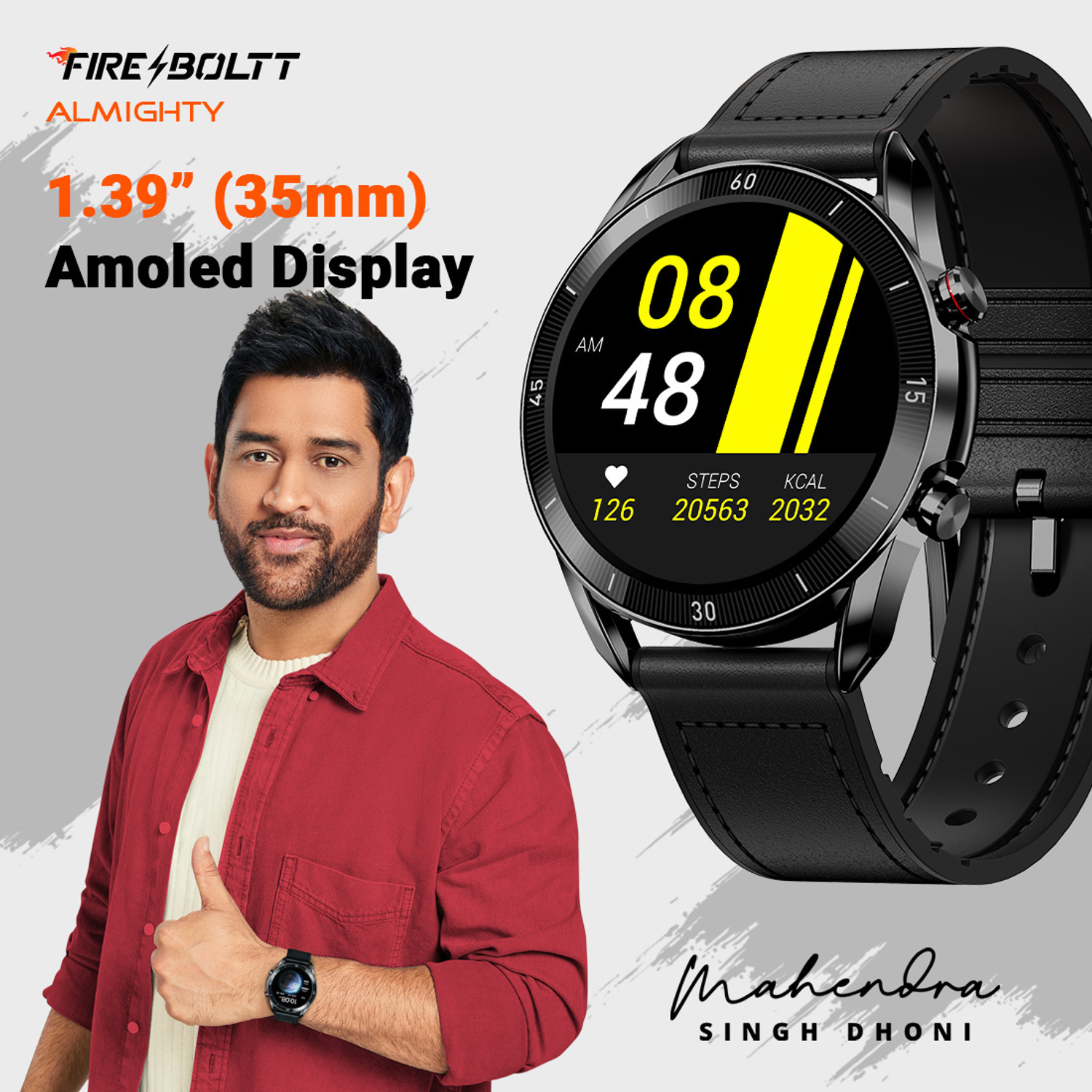 Image of Fire-Boltt Almighty 35.3mm (1.39) AMOLED BT Calling High Res 464*464, Voice Assistance Smartwatch