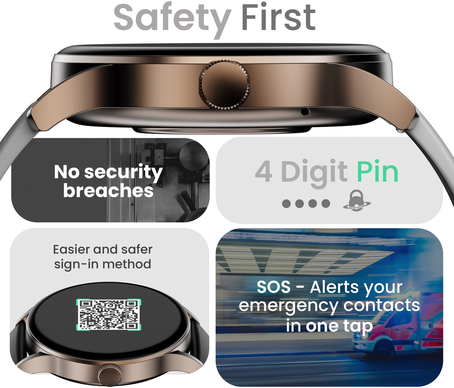 Image of GOBOULT Rover Pro 1.43'' AMOLED Display, BT Calling, 1000 Nits Brightness Smartwatch (Icon Strap, Free Size)