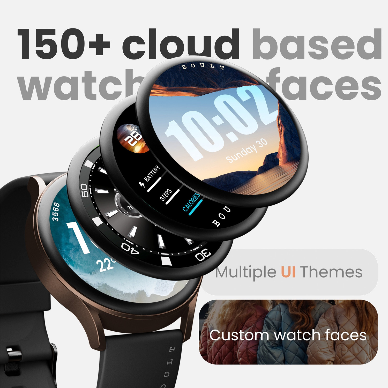 Image of GOBOULT Rover Pro 1.43'' AMOLED Display, BT Calling, 1000 Nits Brightness Smartwatch (Icon Strap, Free Size)