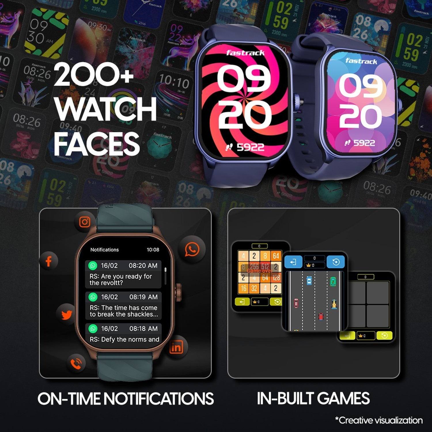 Image of Fastrack FS1 Pro|World's First,1.96 inch Super AMOLED|Highest Resolution|BT Calling Smartwatch