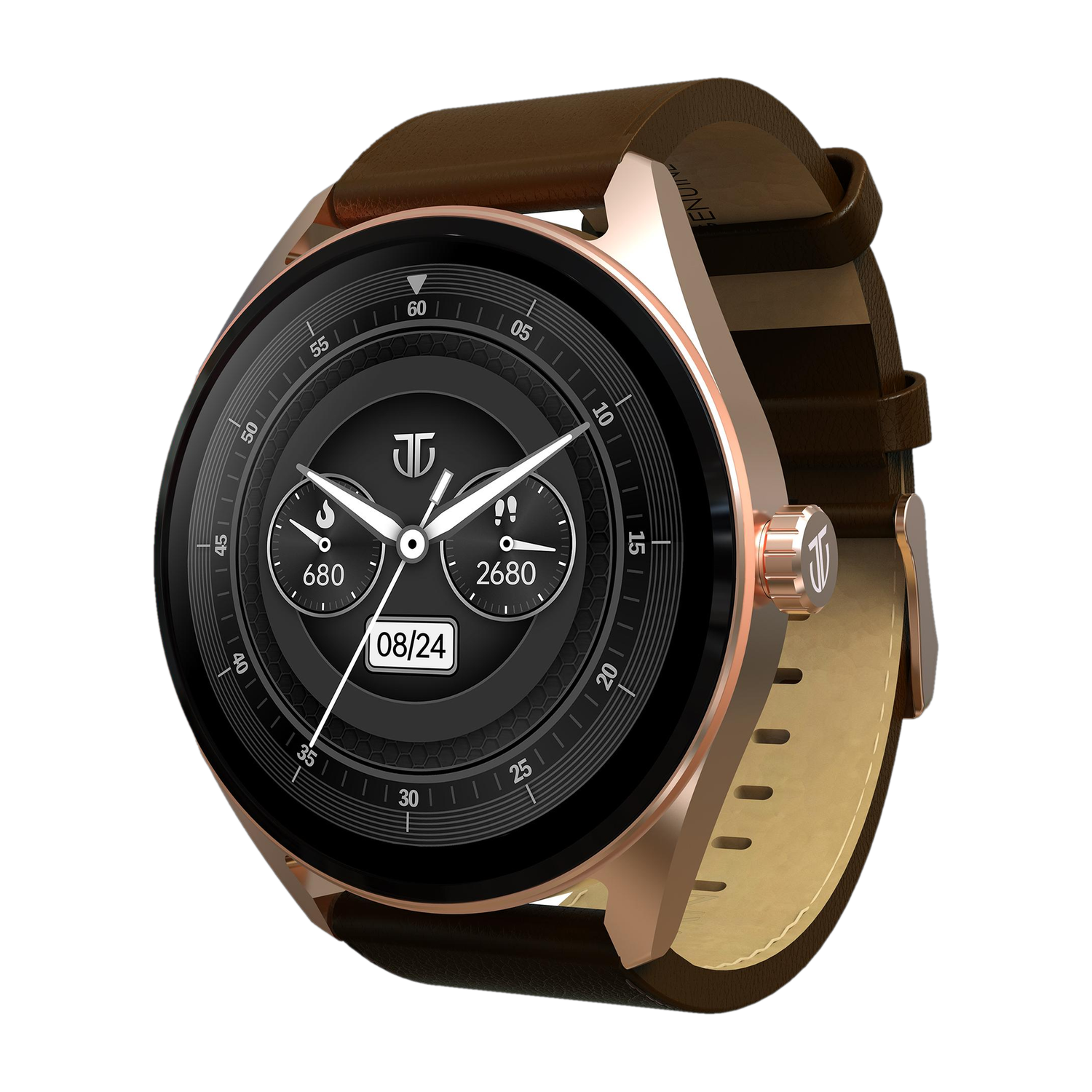 Titan Crest,36.3 mm AMOLED Display,AOD,Working Crown,BT Calling,IP68,SOS Calling Smartwatch