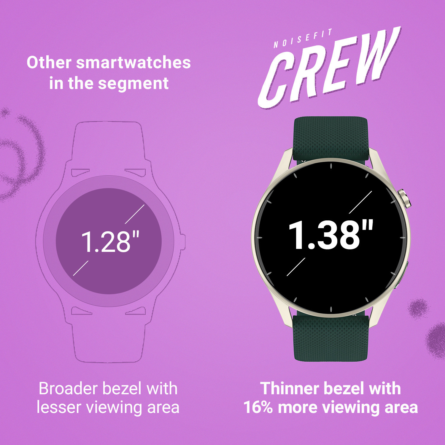 Image of Noise Crew 1.38 Round Display with Bluetooth Calling, Metallic finish, IP68 Rating Smartwatch