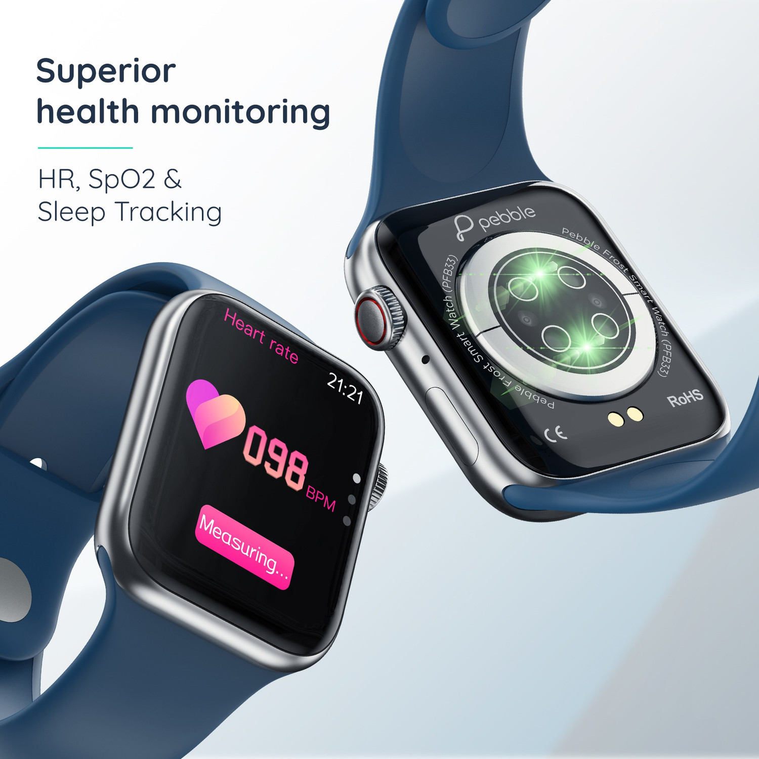 Image of Pebble Frost 1.87'' BT Calling with 2.5D Curved HD Display, AI Voice Assisst Smartwatch