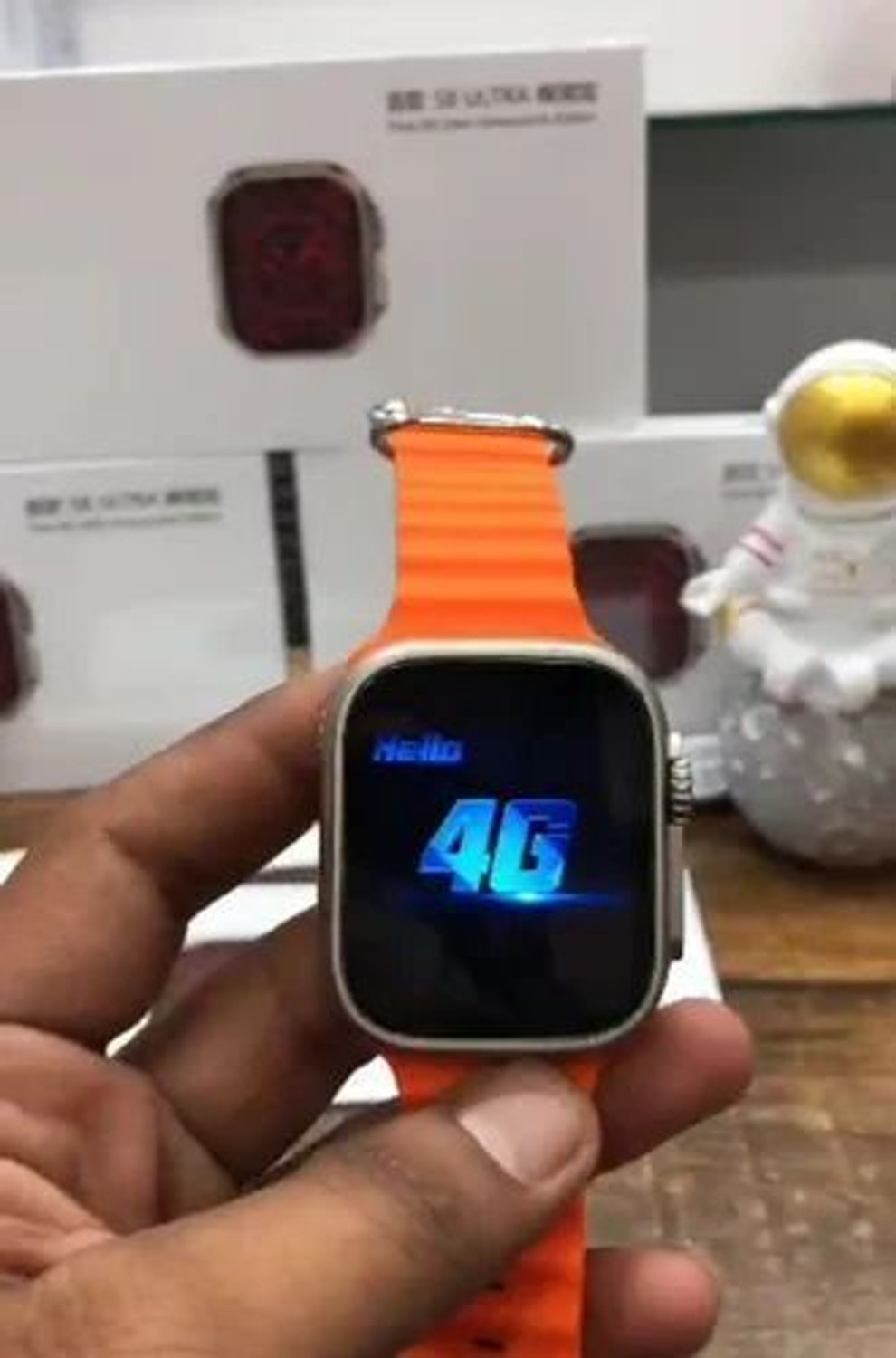 Image of OTUR S8 Ultra 4G Sim Card Smartwatch 03 Smartwatch (Orange Strap, Free Size)