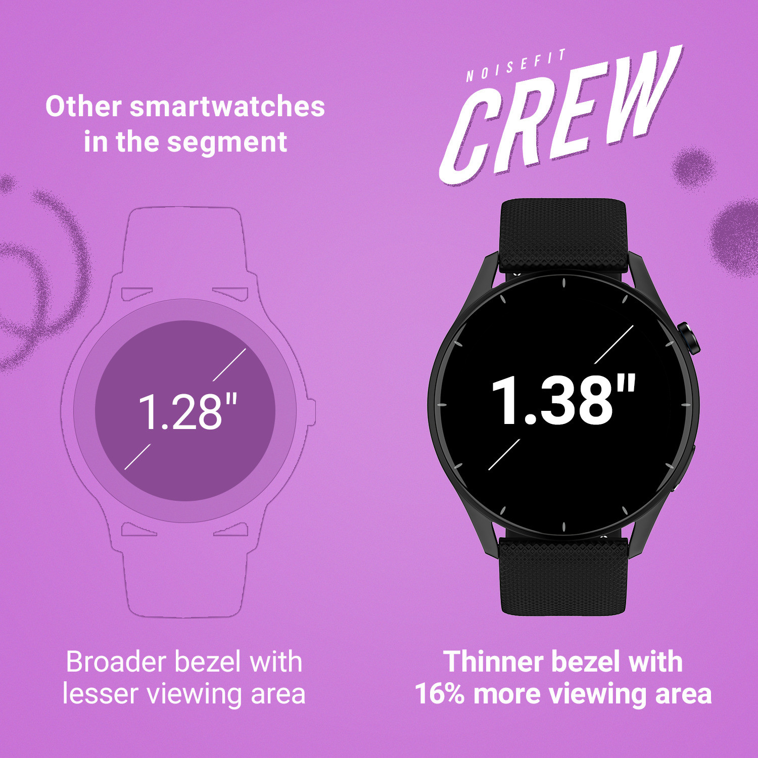 Image of Noise Crew 1.38 Round Display with Bluetooth Calling, Metallic finish, IP68 Rating Smartwatch