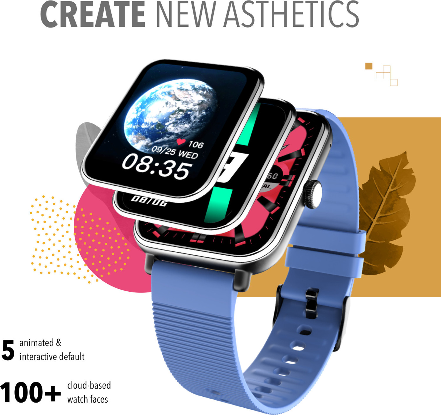 Image of alt , 1.78 AMOLED Display, Single Chip Bluetooth Calling, 100+ Watchfaces, IP68 Smartwatch (Berry Blue Strap, Free Size)