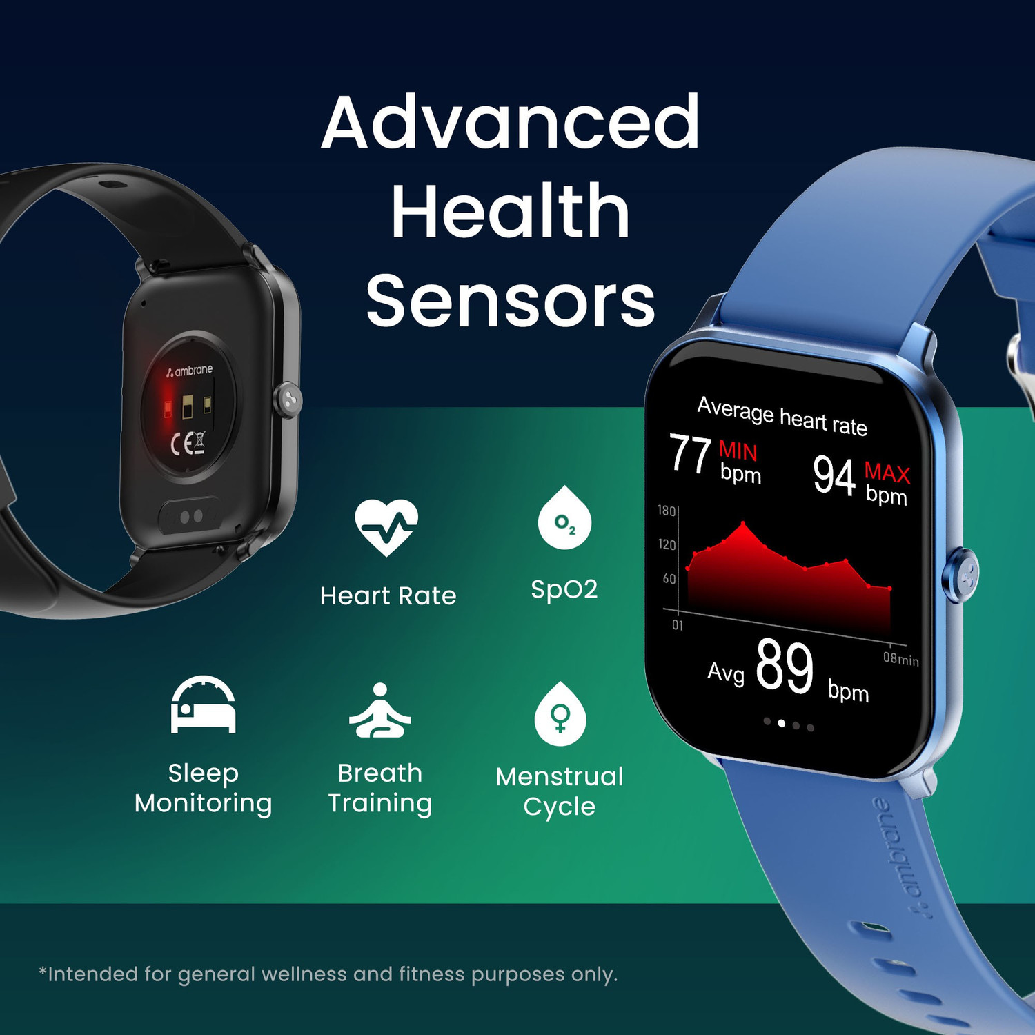 Image of Ambrane Wise Glaze with 1.78 inch Amoled display, BT Calling,SPO2 , Heart Rate Monitor Smartwatch