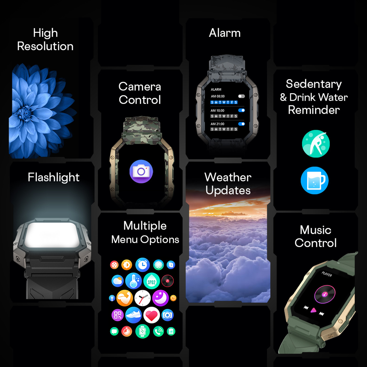 Image of Fire-Boltt Cobra 45.2mm (1.78) AMOLED Army Grade Build, Bluetooth Calling with 123 Sports. Smartwatch