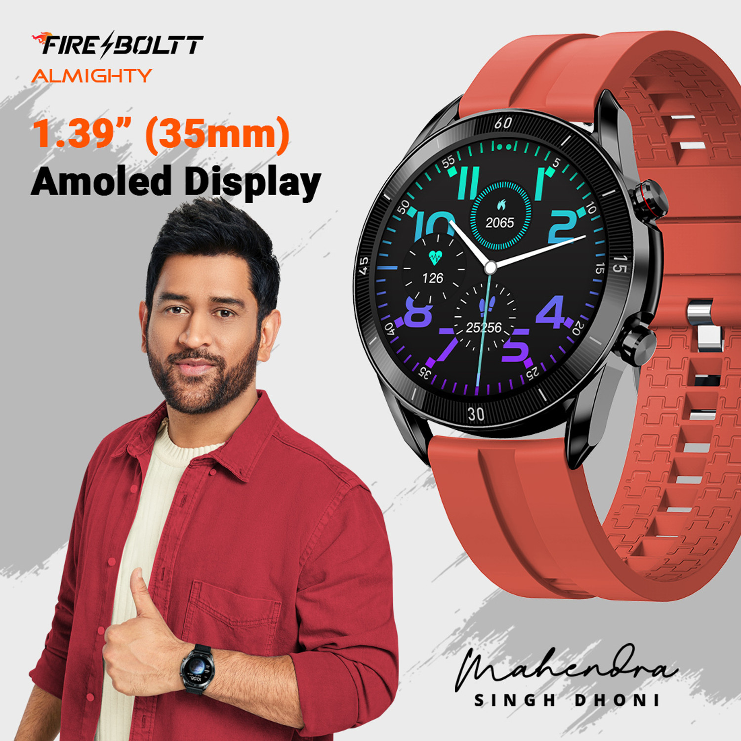 FireBoltt Almighty 35.3mm (1.39) AMOLED BT Calling High Res 464*464, Voice Assistance