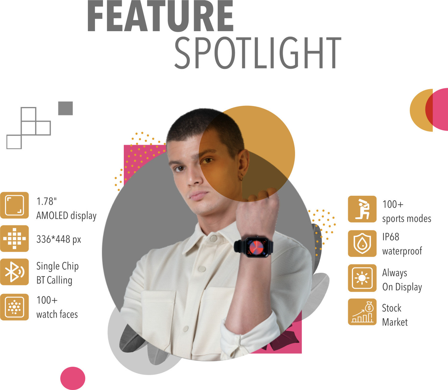 Image of alt , 1.78 AMOLED Display, Single Chip Bluetooth Calling, 100+ Watchfaces, IP68 Smartwatch (Berry Blue Strap, Free Size)