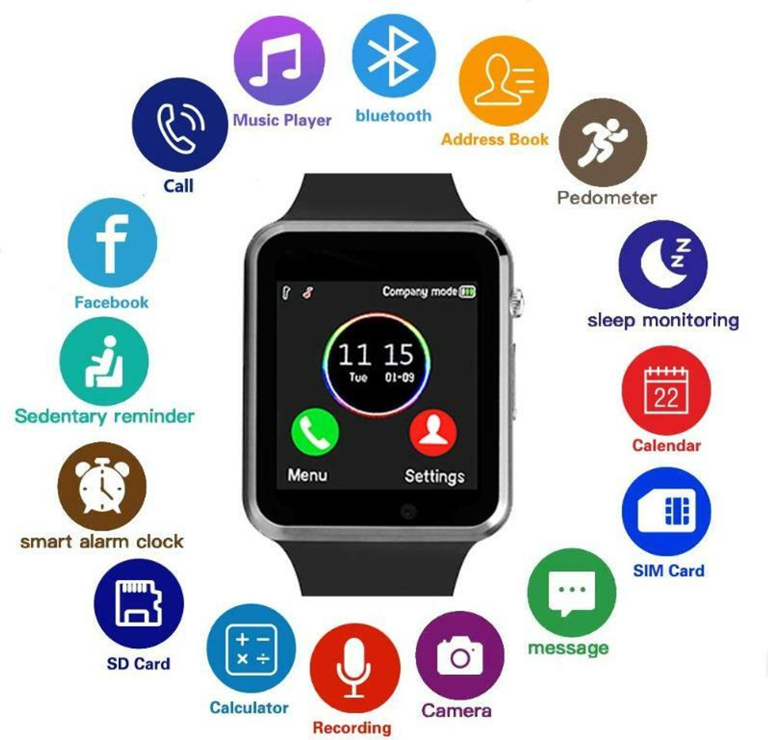 Image of DEFY A1 Smart Watch - Mini Phone - Support Camera / SIM / Voice Calling / Memory Card Smartwatch