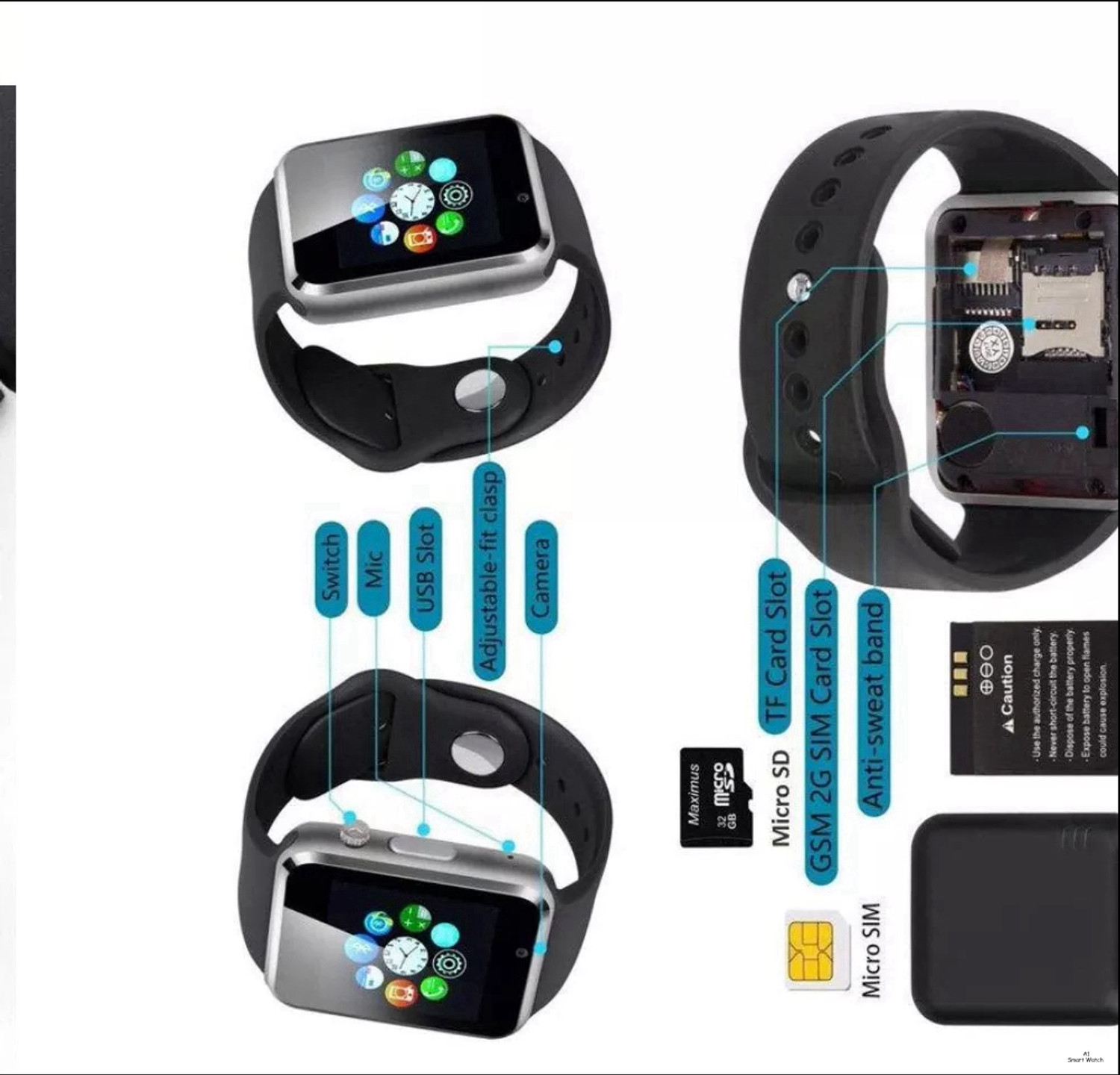 Image of Lastpoint 4G Camera and Sim Card Support watch Smartwatch (Black Strap, free)