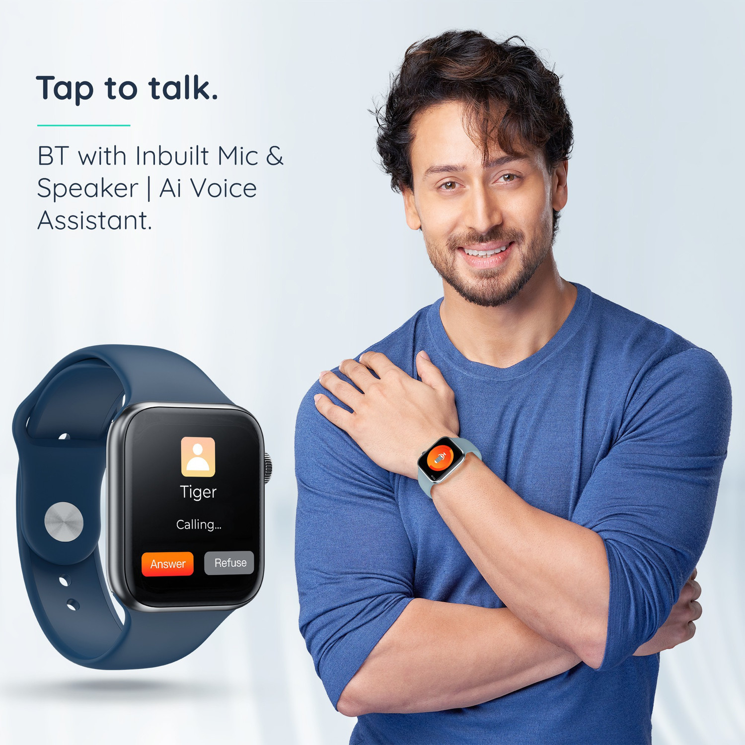 Image of Pebble Frost 1.87'' BT Calling with 2.5D Curved HD Display, AI Voice Assisst Smartwatch