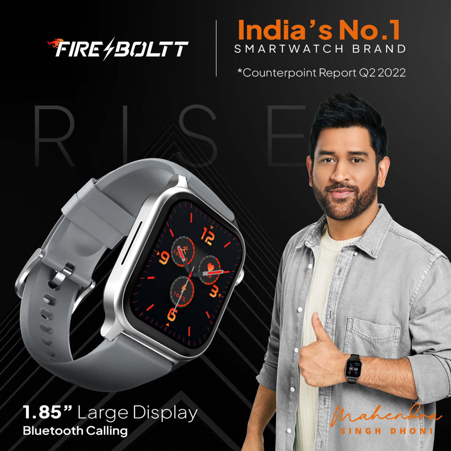 Image of Fire-Boltt Rise Bluetooth Calling 47mm (1.85) & Rotating Crown, 123 Sports Smartwatch