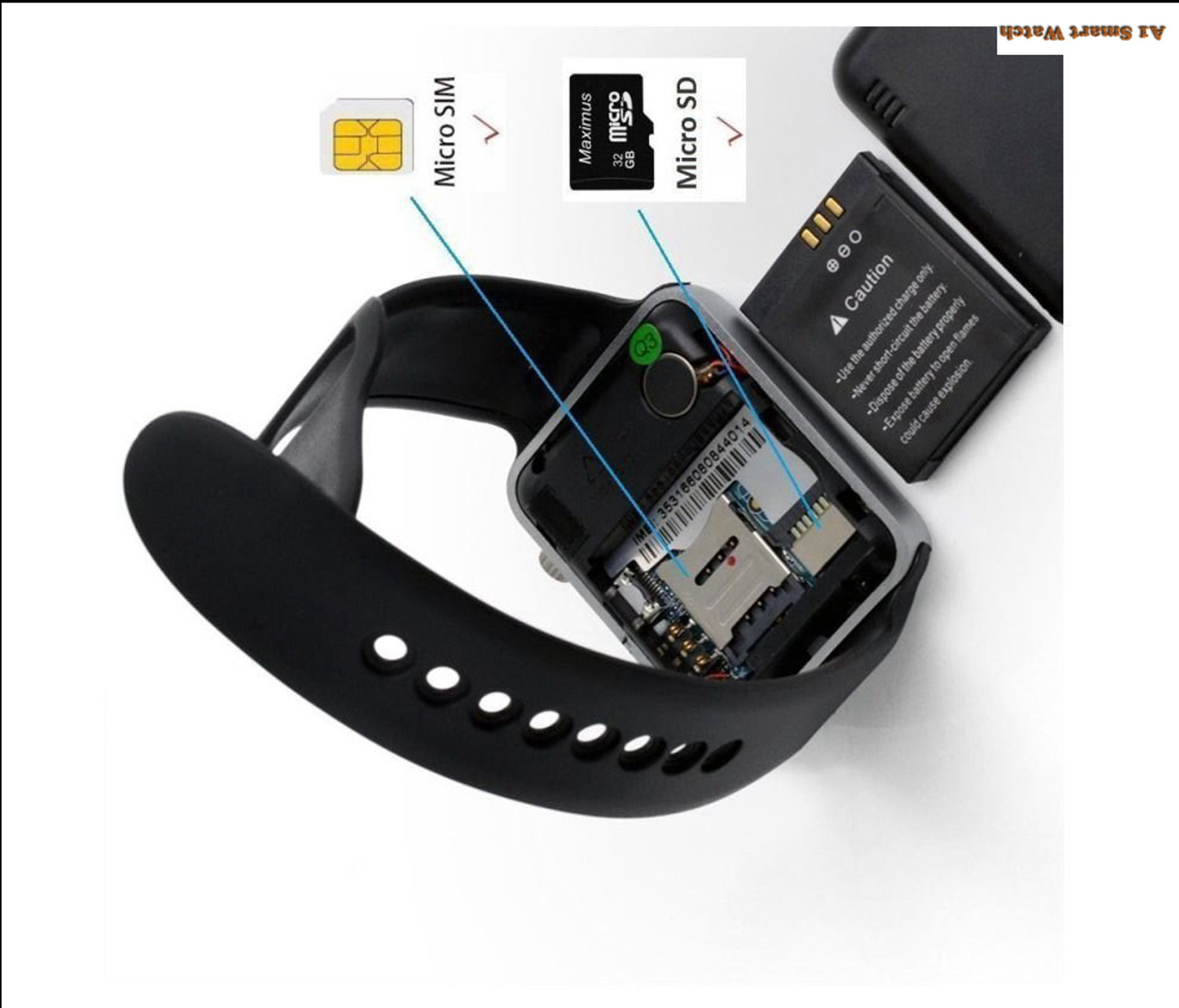 Image of Lastpoint 4G Camera and Sim Card Support watch Smartwatch (Black Strap, free)