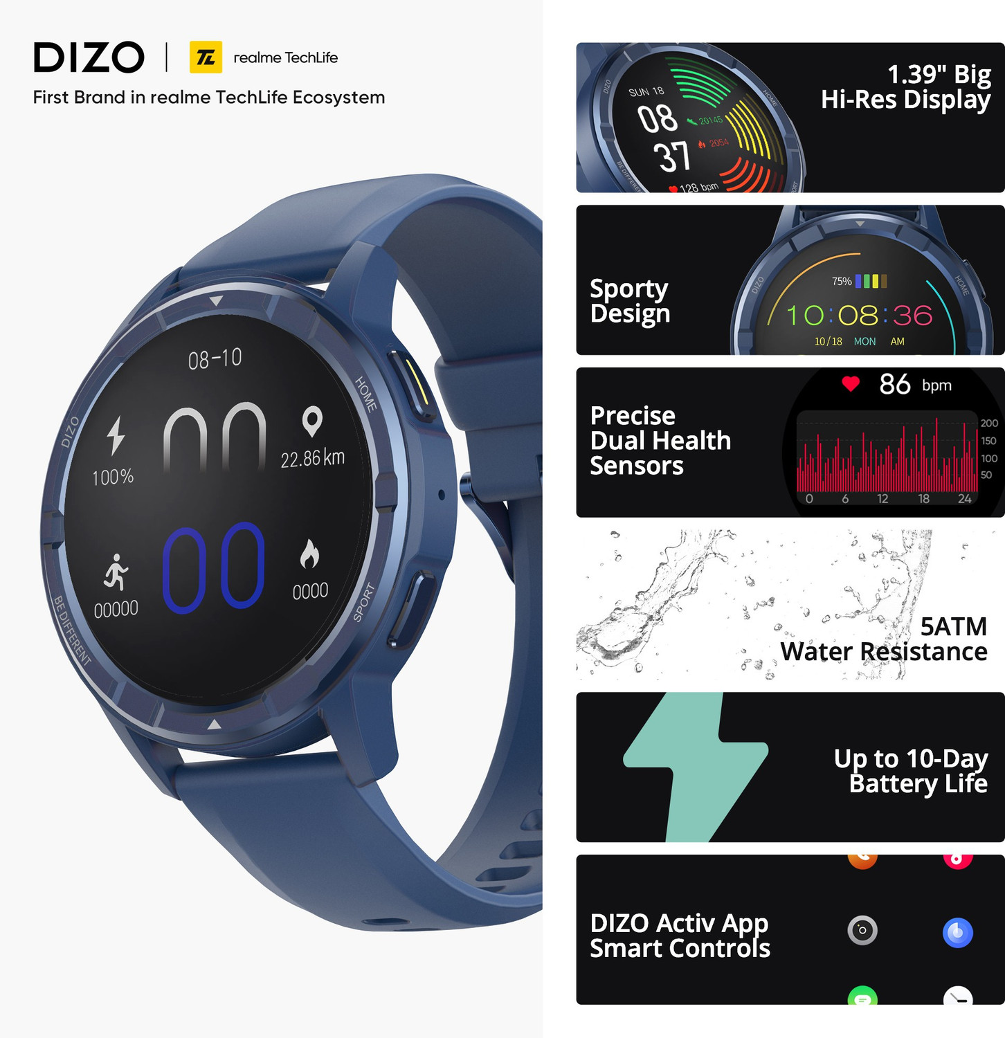 Image of DIZO Watch R Talk Go, 1.39 inch, 550nits display, 10 day battery (by TechLife)