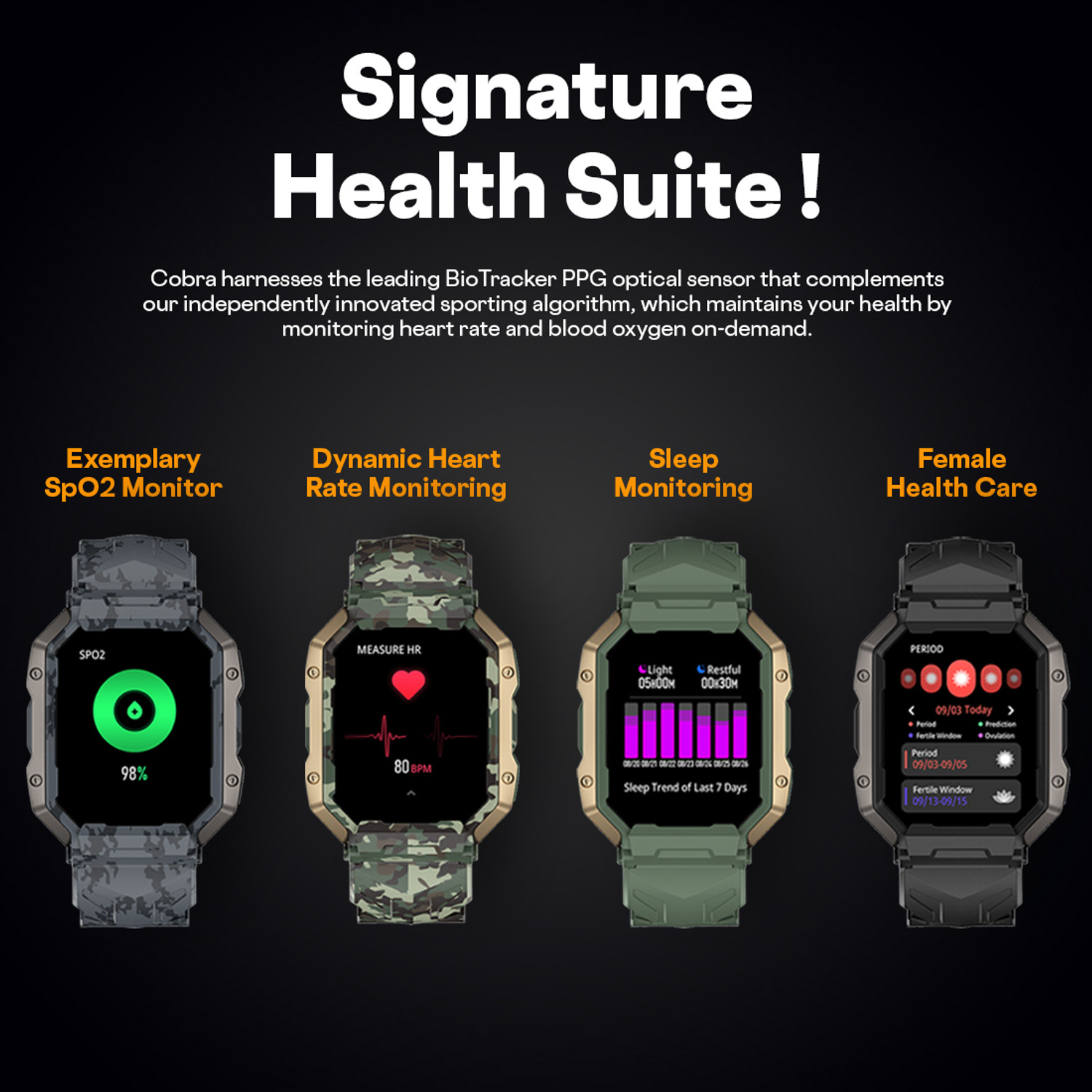 Image of Fire-Boltt Cobra 45.2mm (1.78) AMOLED Army Grade Build, Bluetooth Calling with 123 Sports. Smartwatch