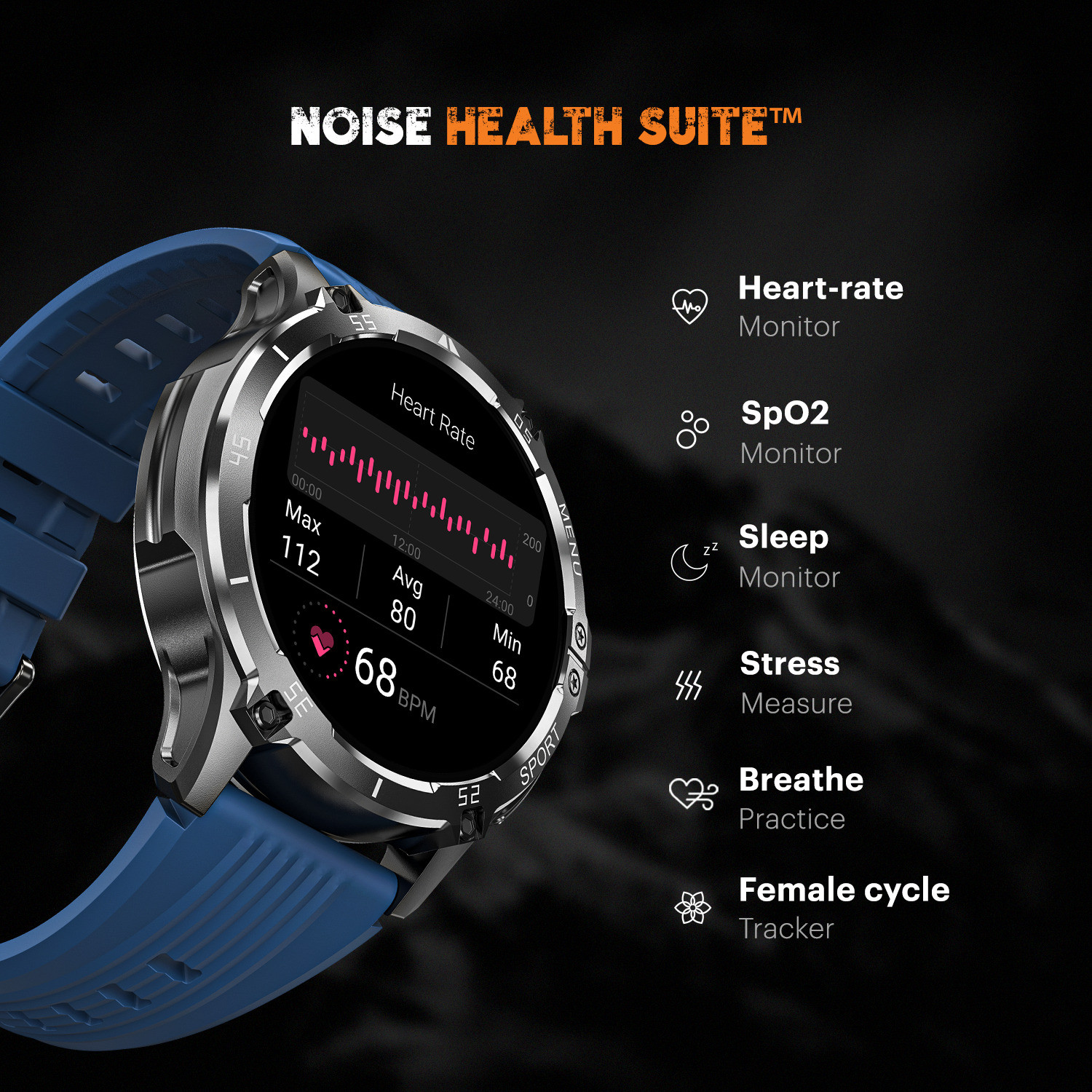 Image of Noise Force Plus 1.46'' AMOLED Always-On Display with Bluetooth Calling, Rugged Build Smartwatch