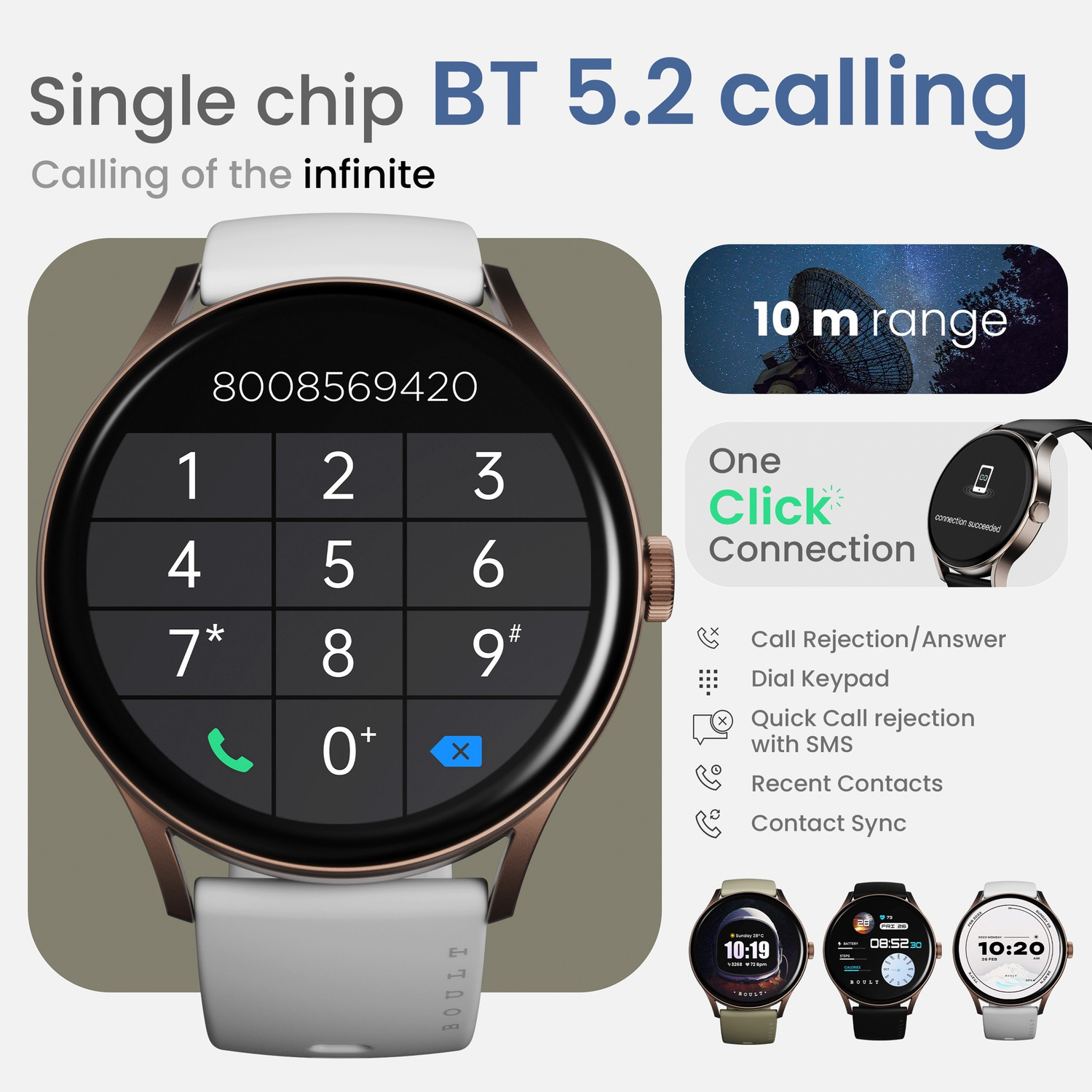 Image of GOBOULT Rover Pro 1.43'' AMOLED Display, BT Calling, 1000 Nits Brightness Smartwatch (Icon Strap, Free Size)