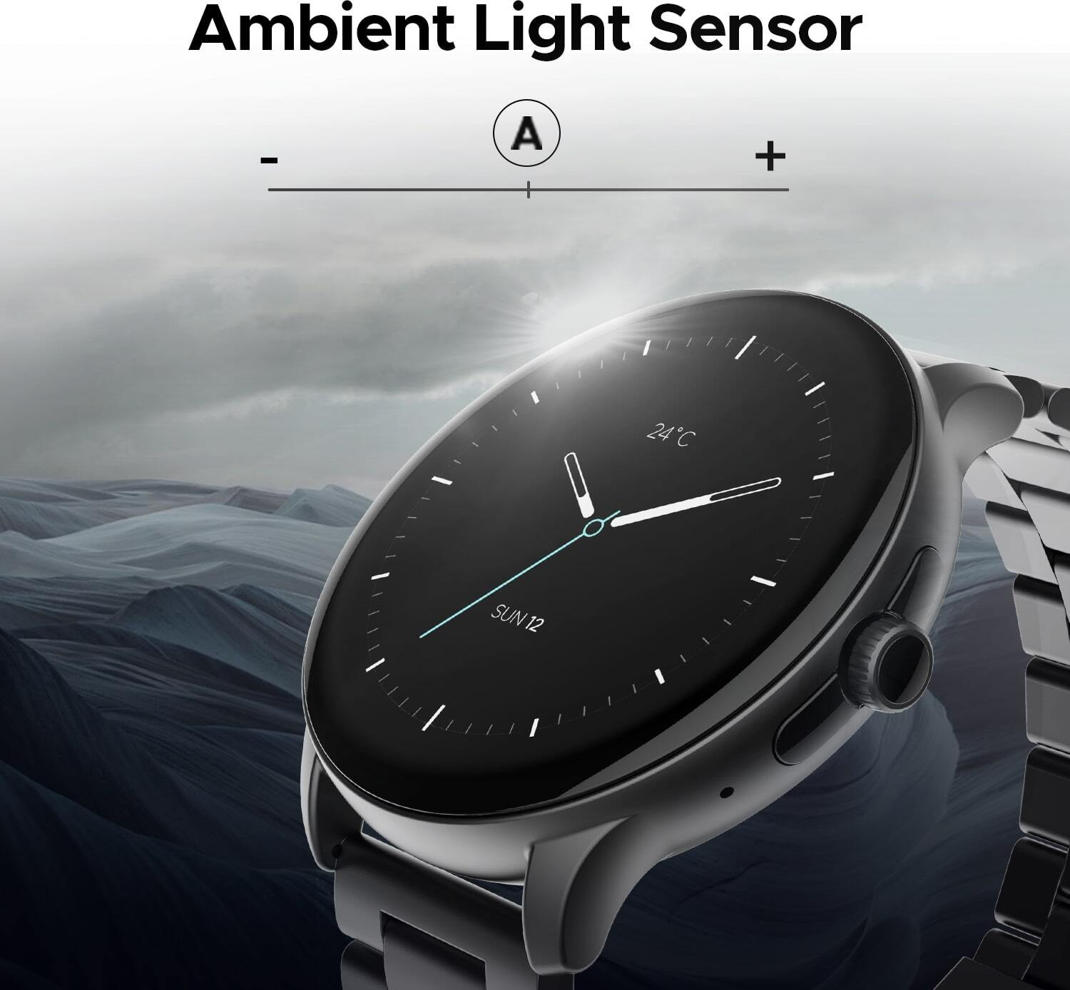 Image of boAt Lunar Connect Pro w / 3.53 CM(1.39'') AMOLED Display & Bluetooth Calling Smartwatch (Metallic Black Strap, Free Size)