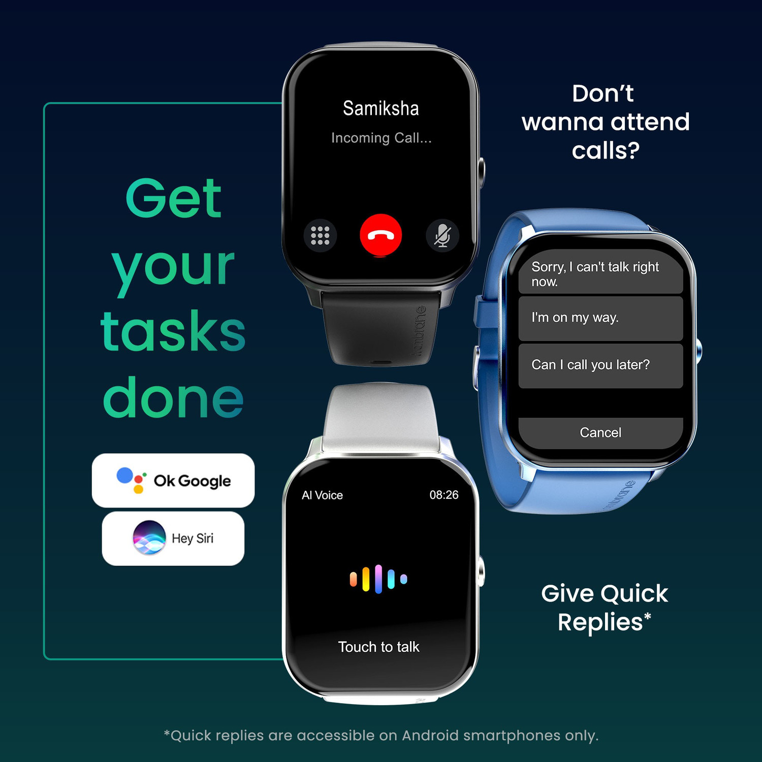 Image of Ambrane Wise Glaze with 1.78 inch Amoled display, BT Calling,SPO2 , Heart Rate Monitor Smartwatch