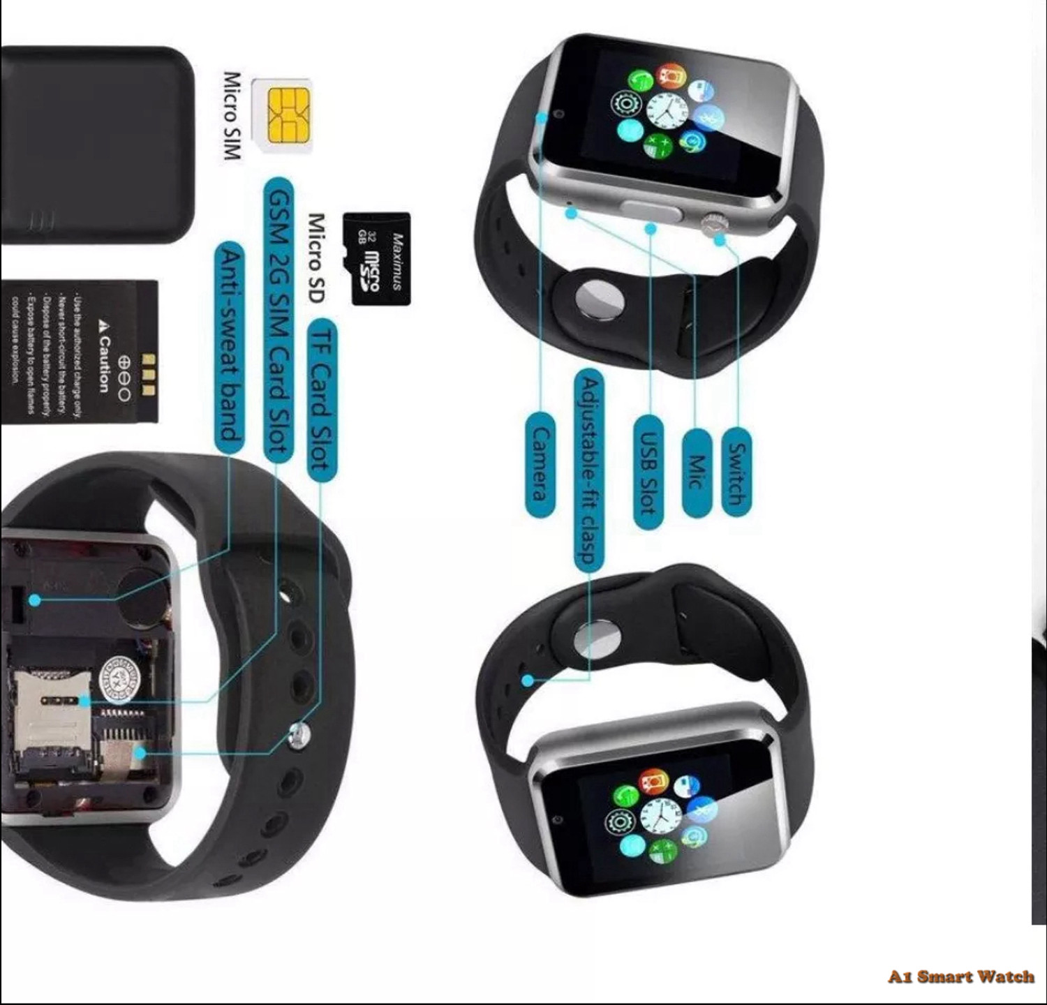 Image of CYXUS 4G Camera and Sim Card Support watch Smartwatch (Brown Strap, free)