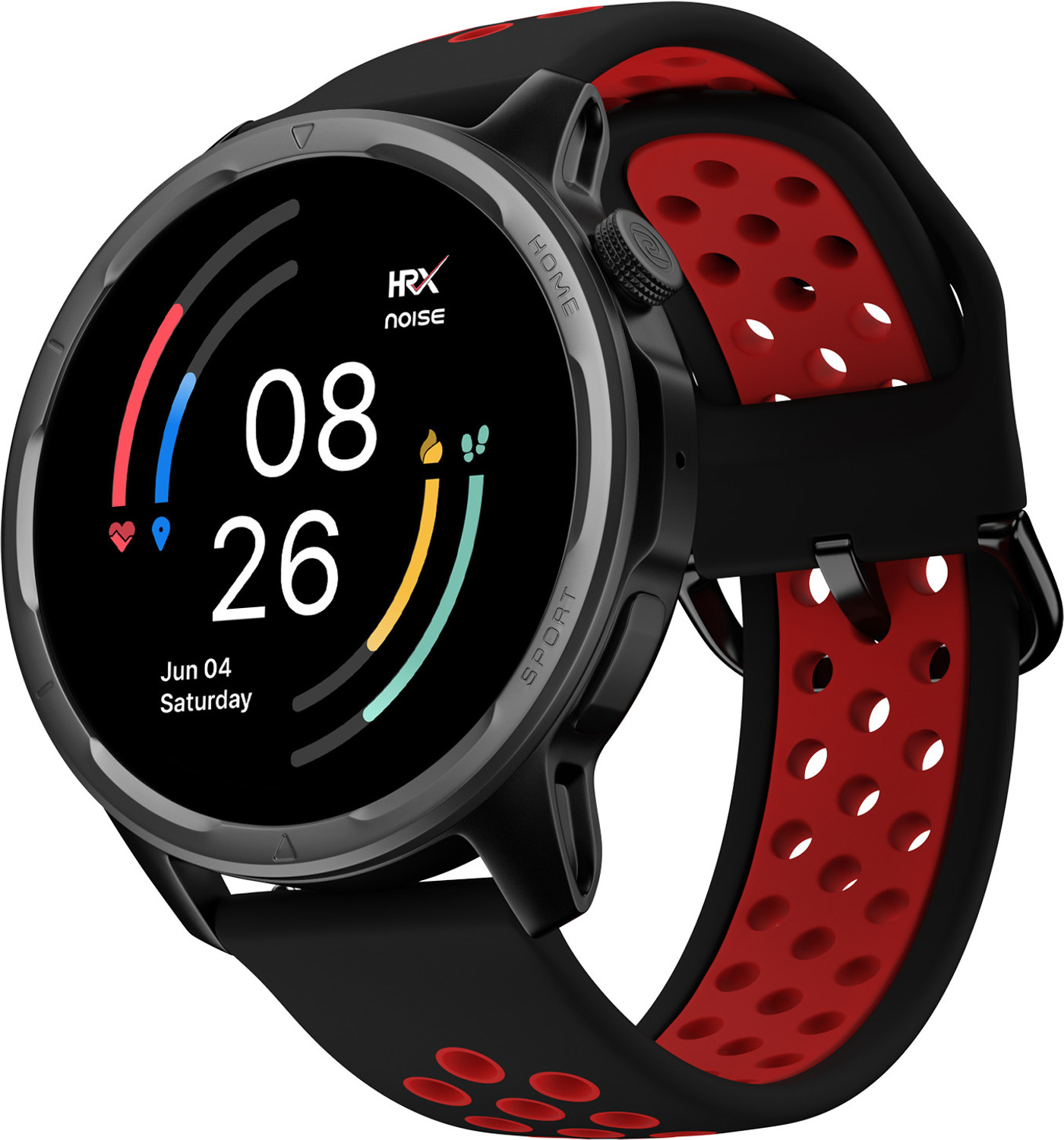 Image of Noise Bounce by Hrithik Roshan, 1.39 inch Round ,100+ Sports Modes, Dual Tone Strap Smartwatch
